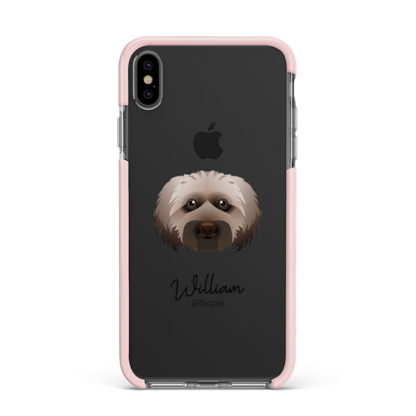 Doxiepoo Personalised Apple iPhone Xs Max Impact Case Pink Edge on Black Phone
