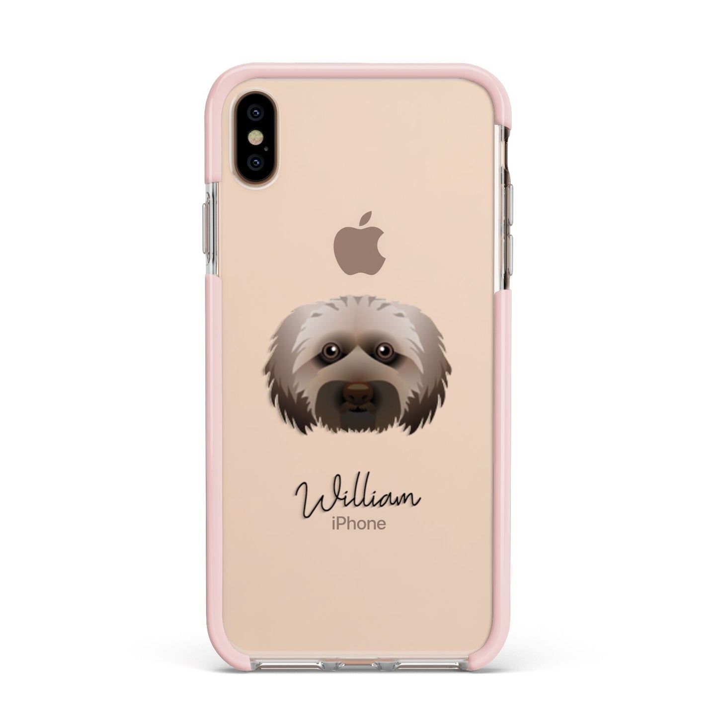 Doxiepoo Personalised Apple iPhone Xs Max Impact Case Pink Edge on Gold Phone