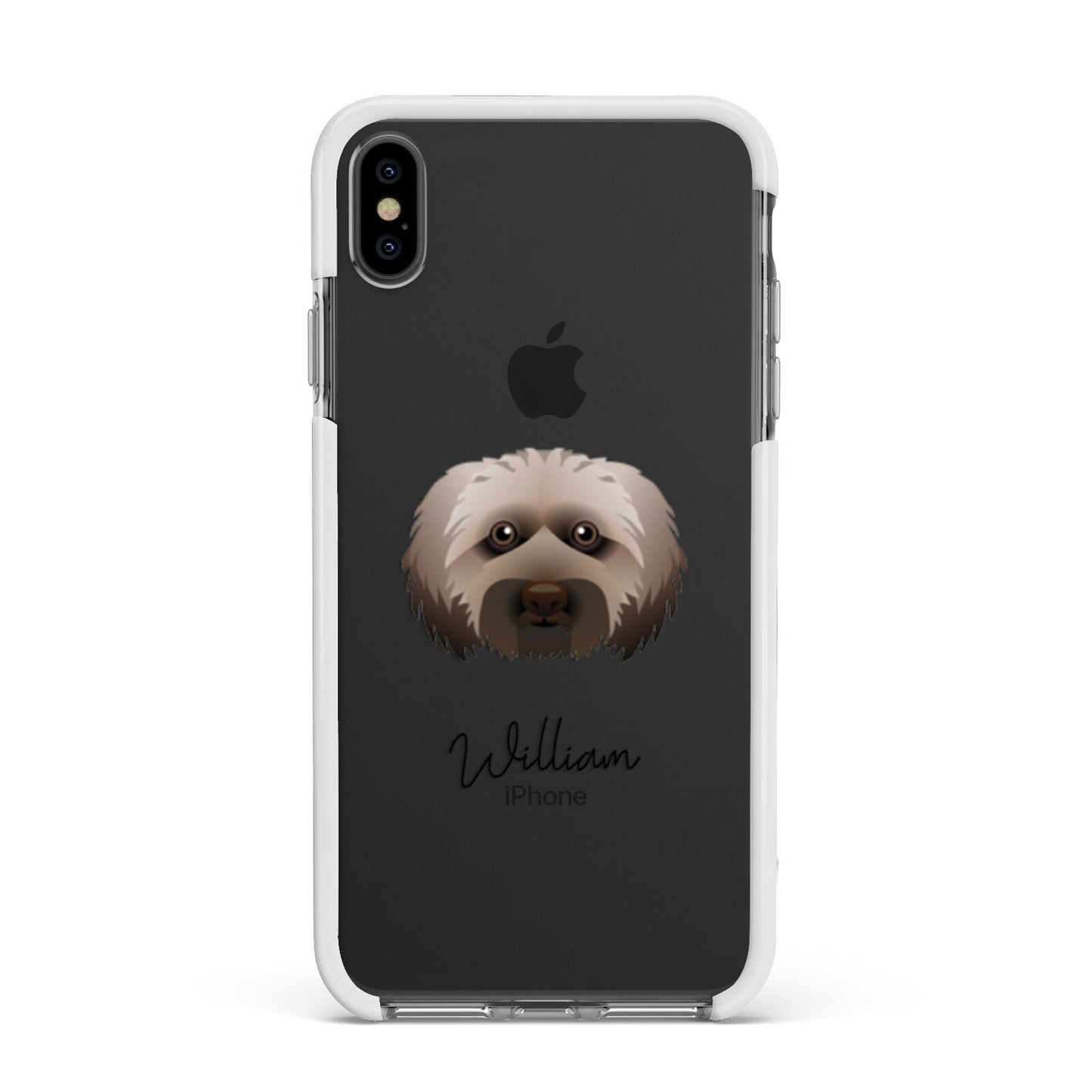 Doxiepoo Personalised Apple iPhone Xs Max Impact Case White Edge on Black Phone