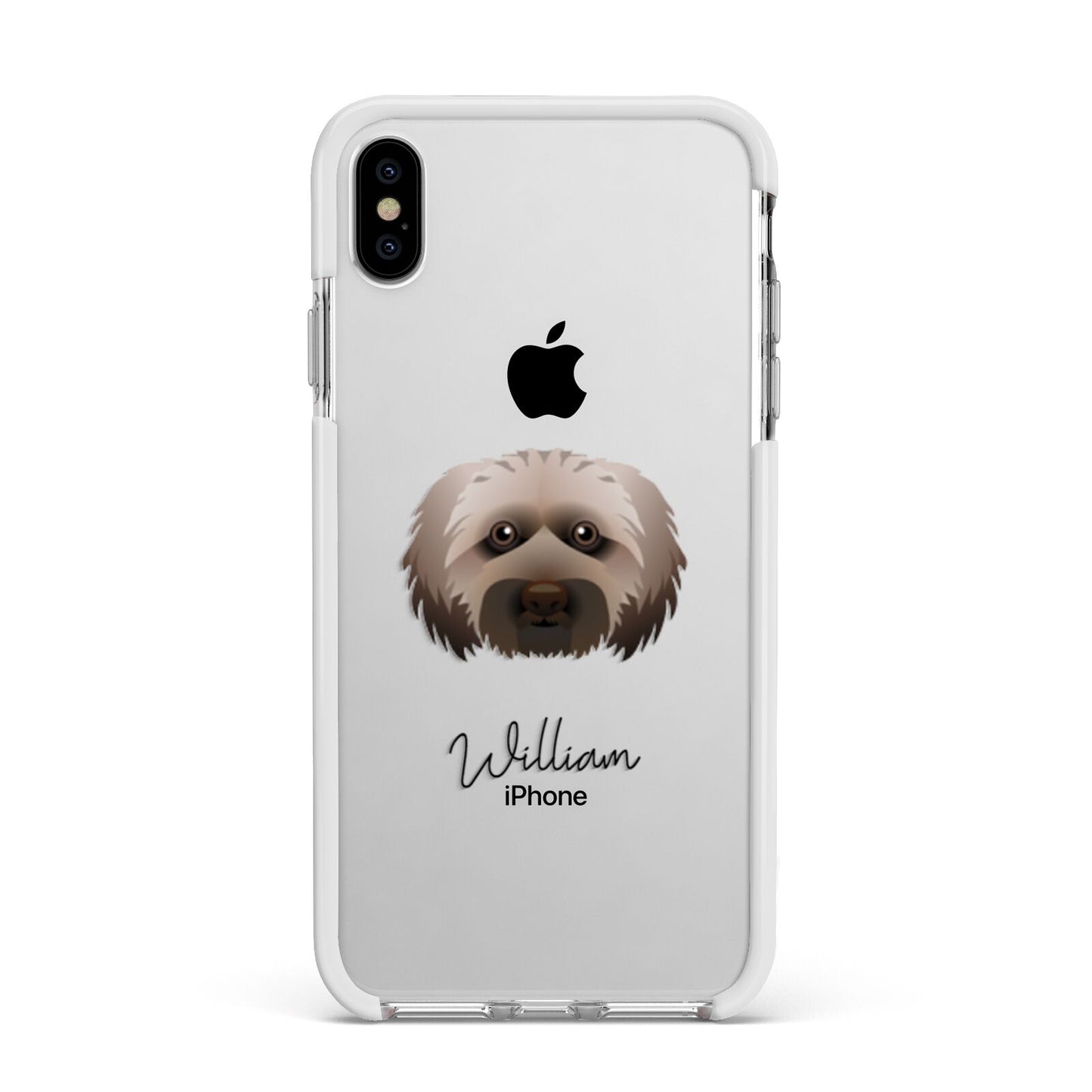 Doxiepoo Personalised Apple iPhone Xs Max Impact Case White Edge on Silver Phone