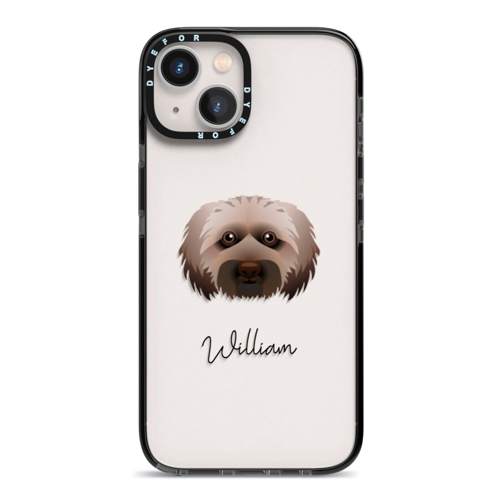 Doxiepoo Personalised iPhone 13 Black Impact Case on Silver phone