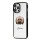 Doxiepoo Personalised iPhone 13 Pro Max Black Impact Case Side Angle on Silver phone
