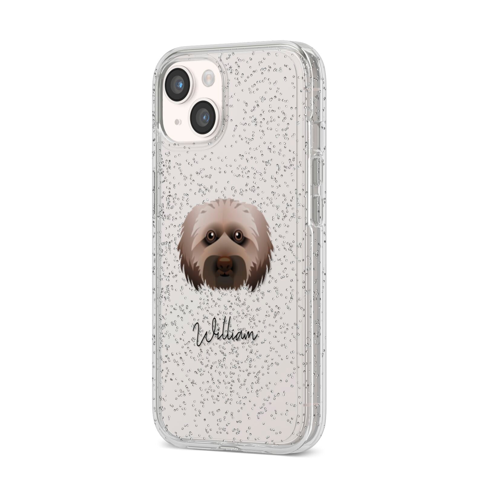 Doxiepoo Personalised iPhone 14 Glitter Tough Case Starlight Angled Image