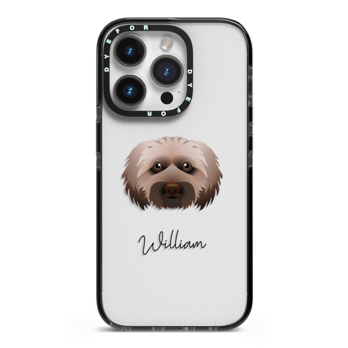 Doxiepoo Personalised iPhone 14 Pro Black Impact Case on Silver phone