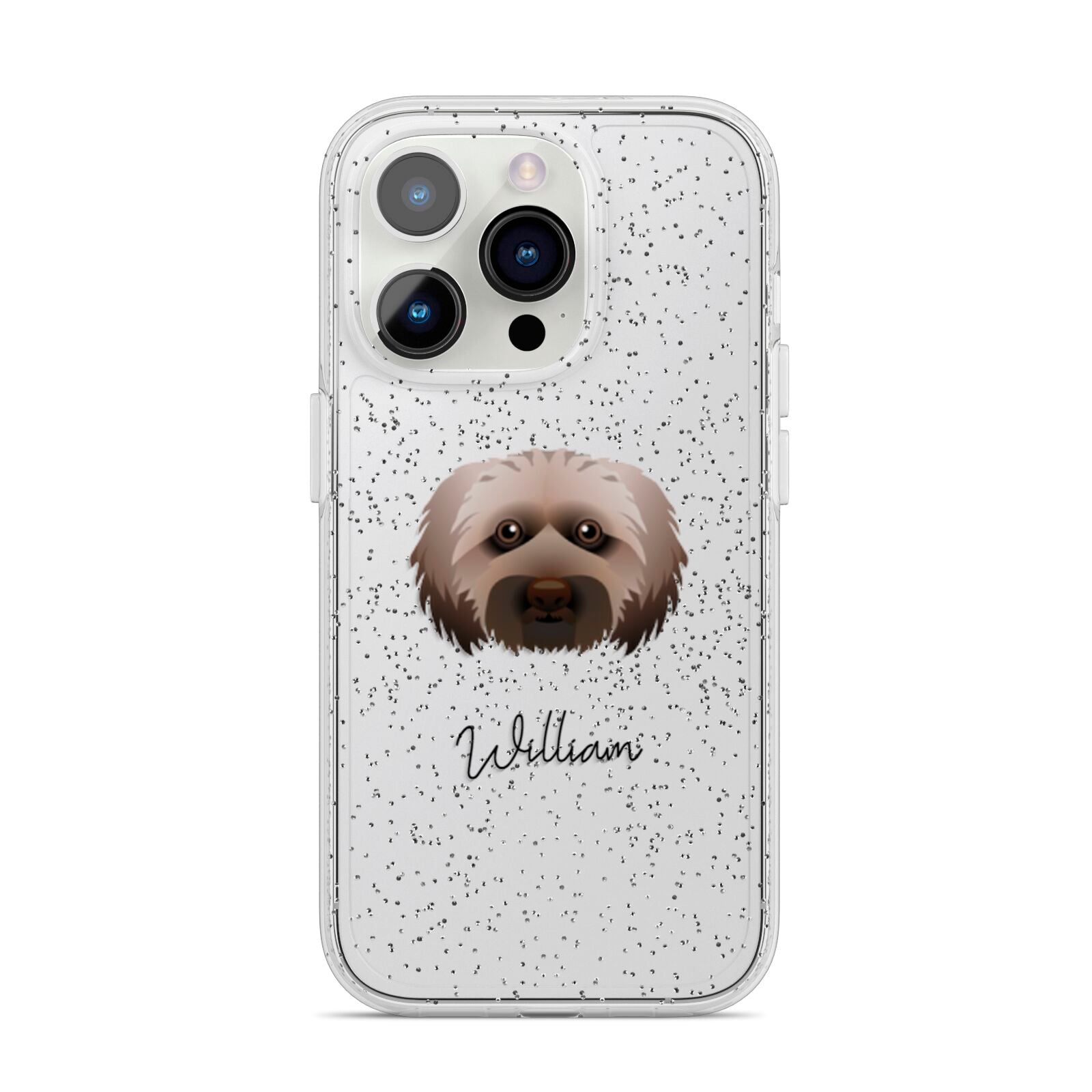 Doxiepoo Personalised iPhone 14 Pro Glitter Tough Case Silver