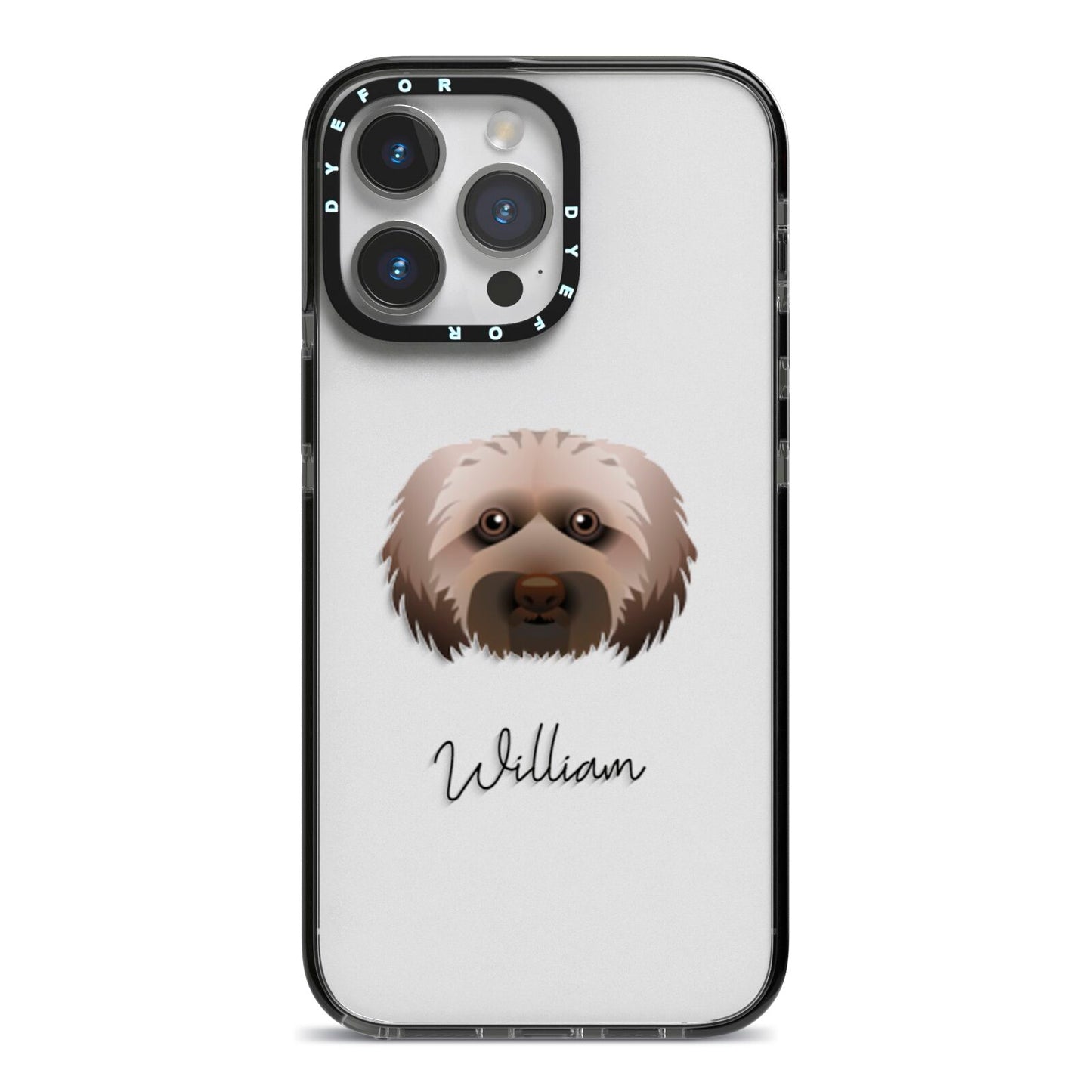 Doxiepoo Personalised iPhone 14 Pro Max Black Impact Case on Silver phone