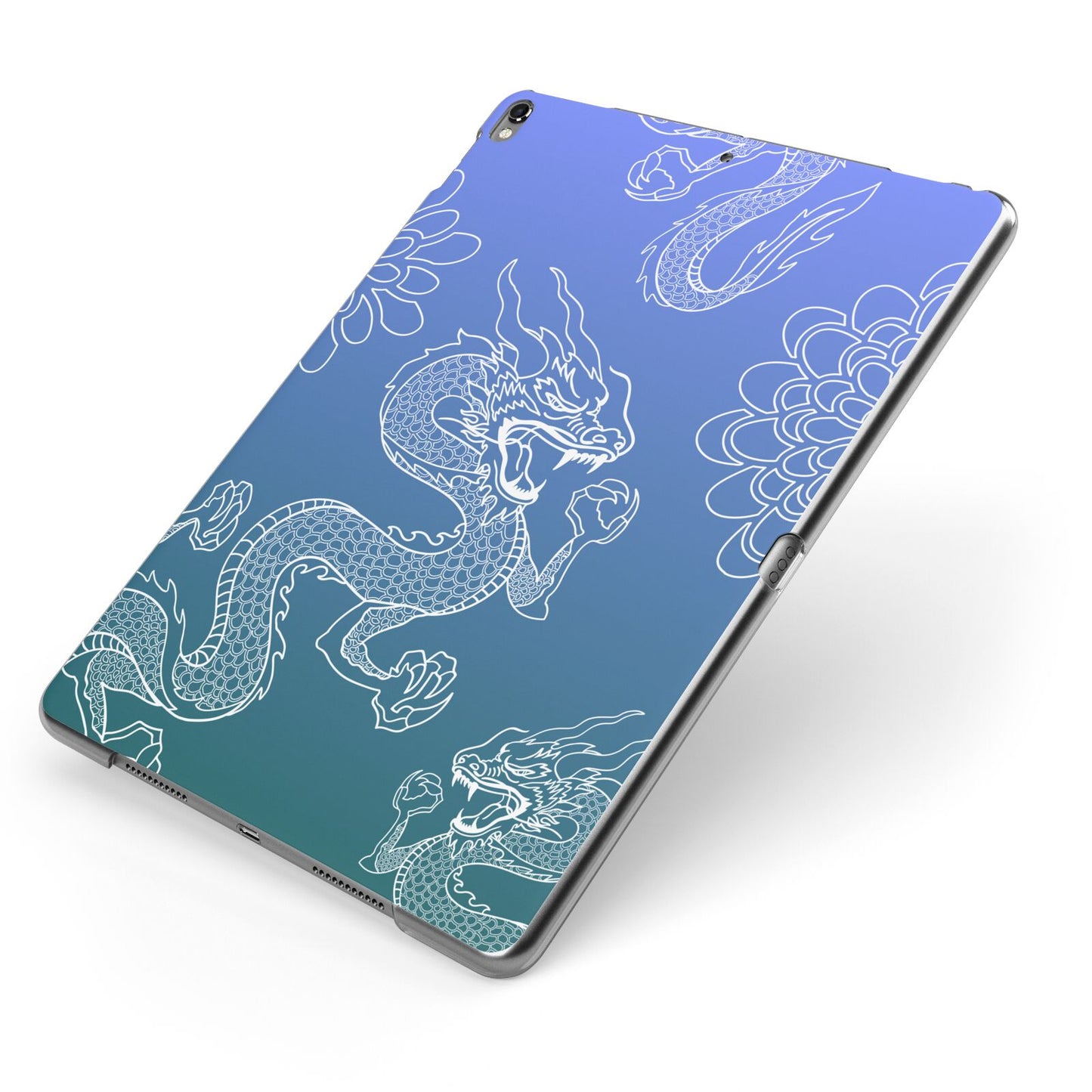 Dragons Apple iPad Case on Grey iPad Side View