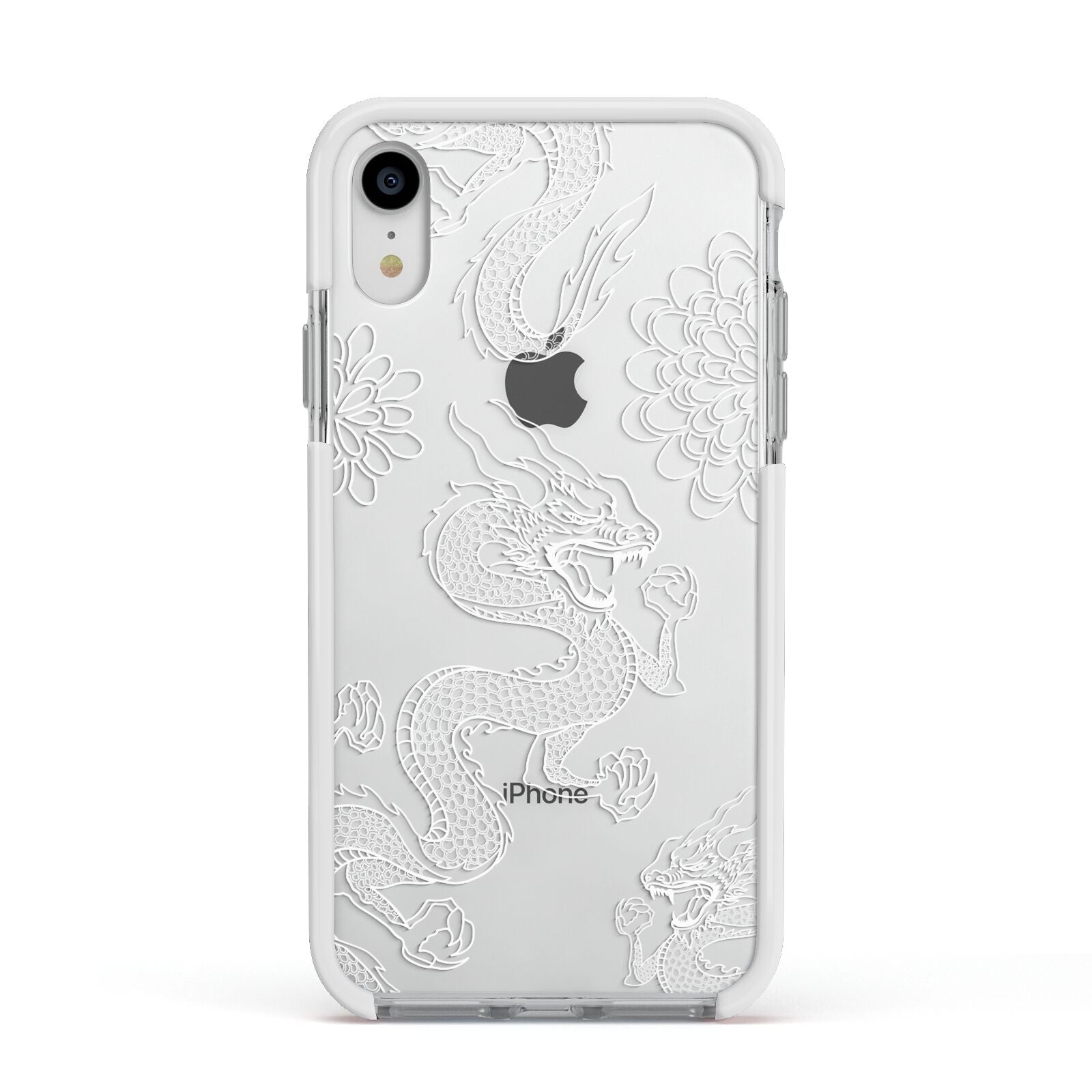 Dragons Apple iPhone XR Impact Case White Edge on Silver Phone