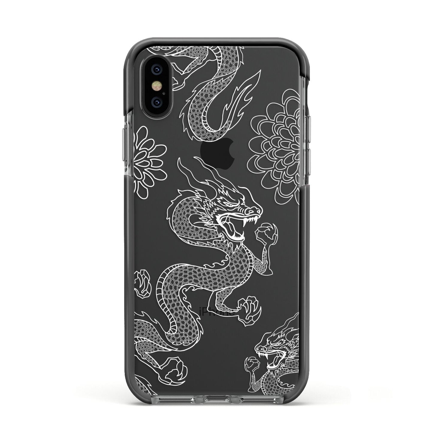 Dragons Apple iPhone Xs Impact Case Black Edge on Black Phone