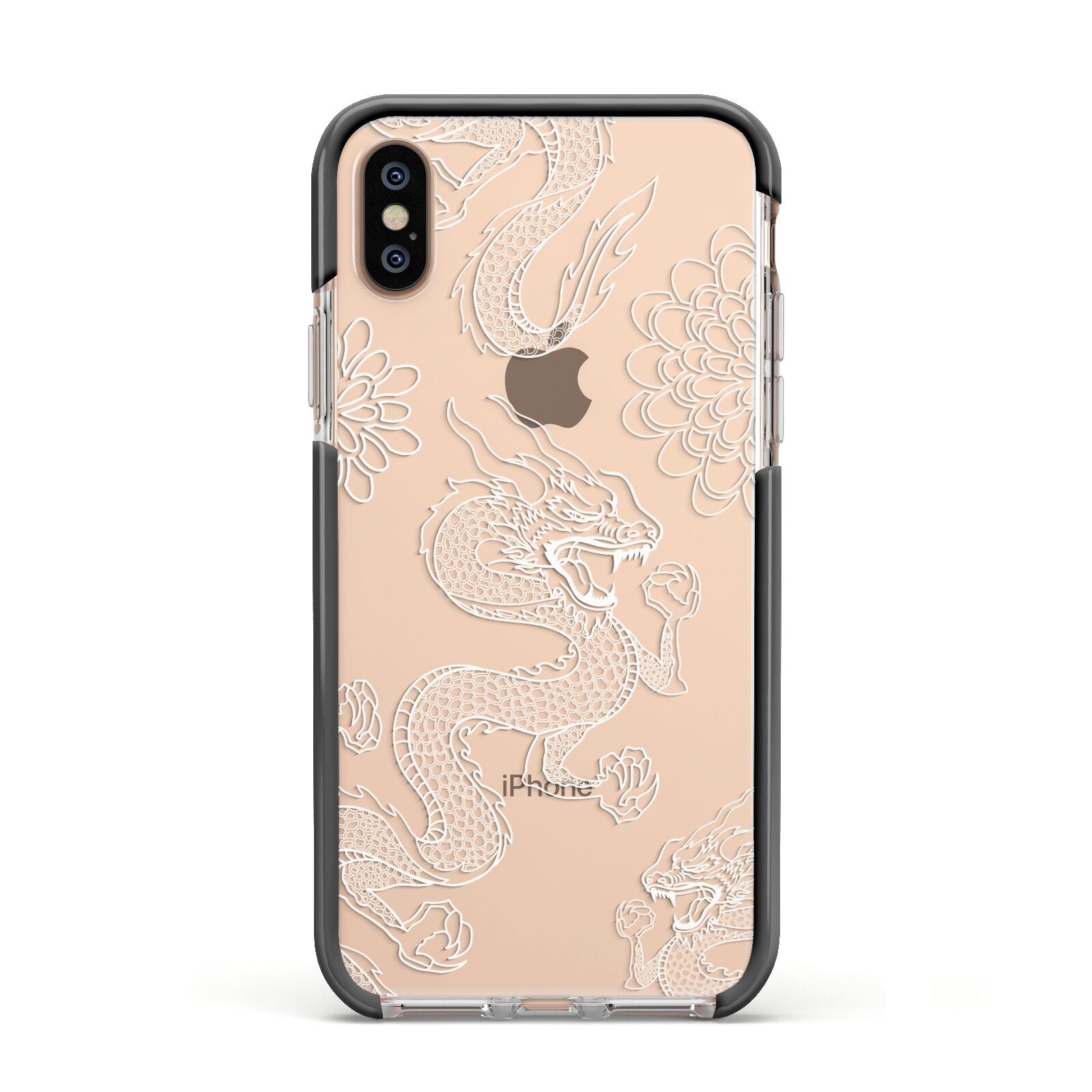 Dragons Apple iPhone Xs Impact Case Black Edge on Gold Phone