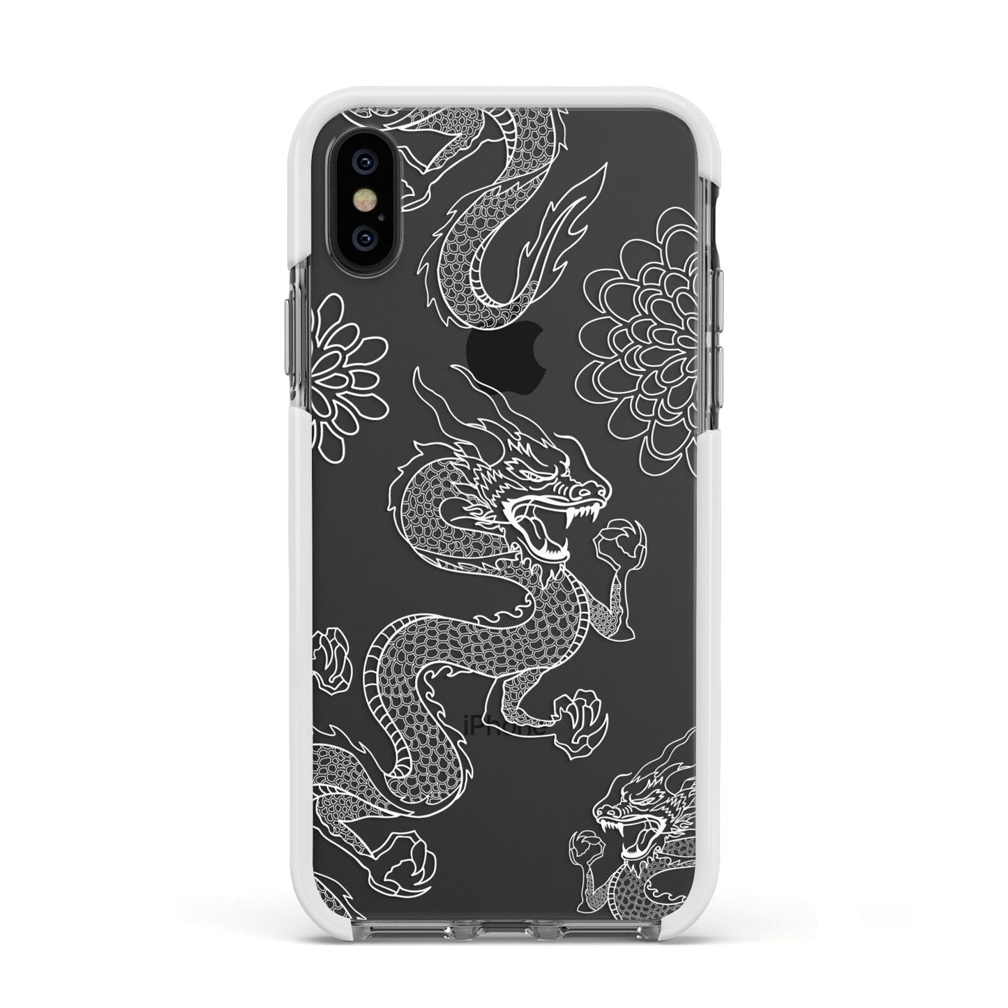 Dragons Apple iPhone Xs Impact Case White Edge on Black Phone