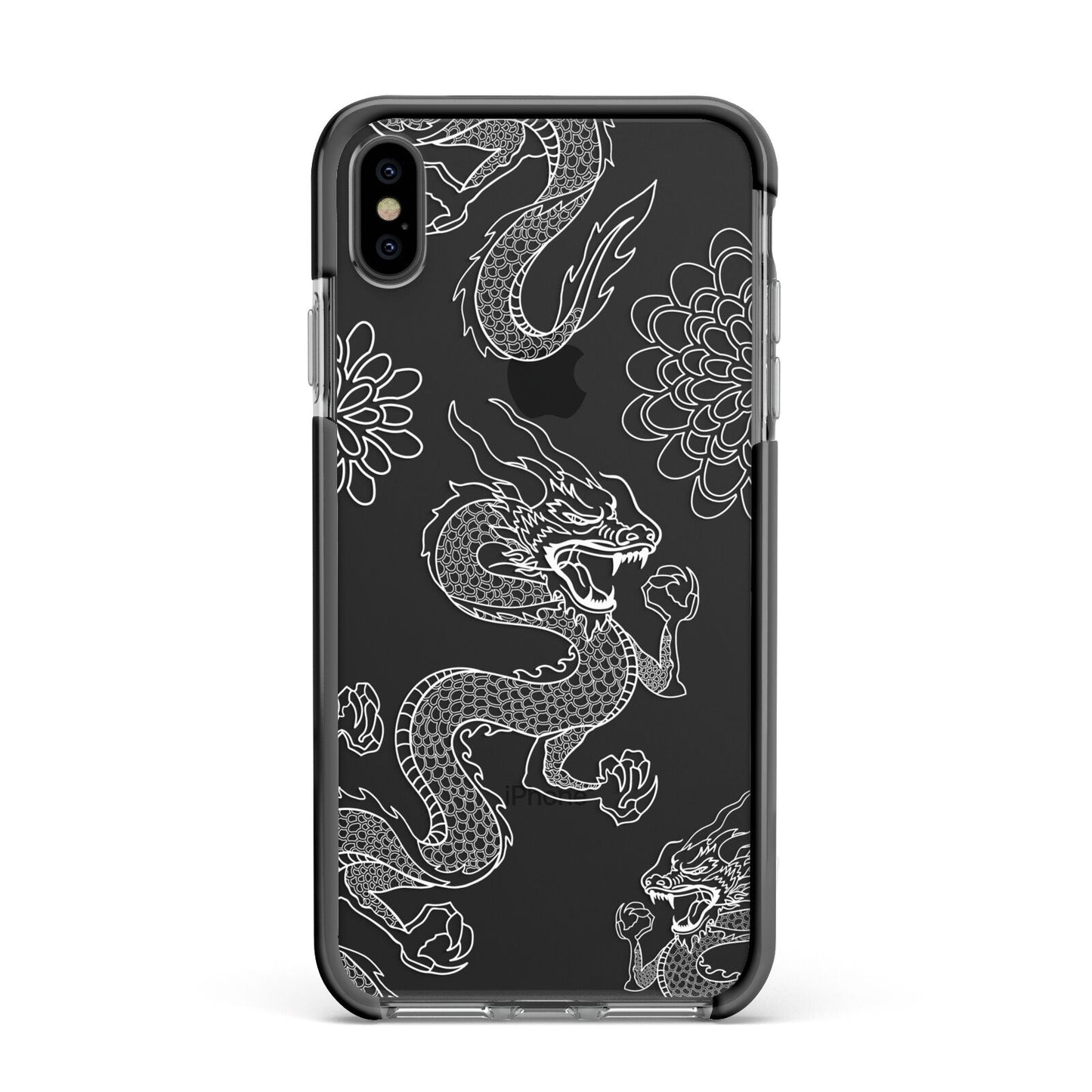 Dragons Apple iPhone Xs Max Impact Case Black Edge on Black Phone