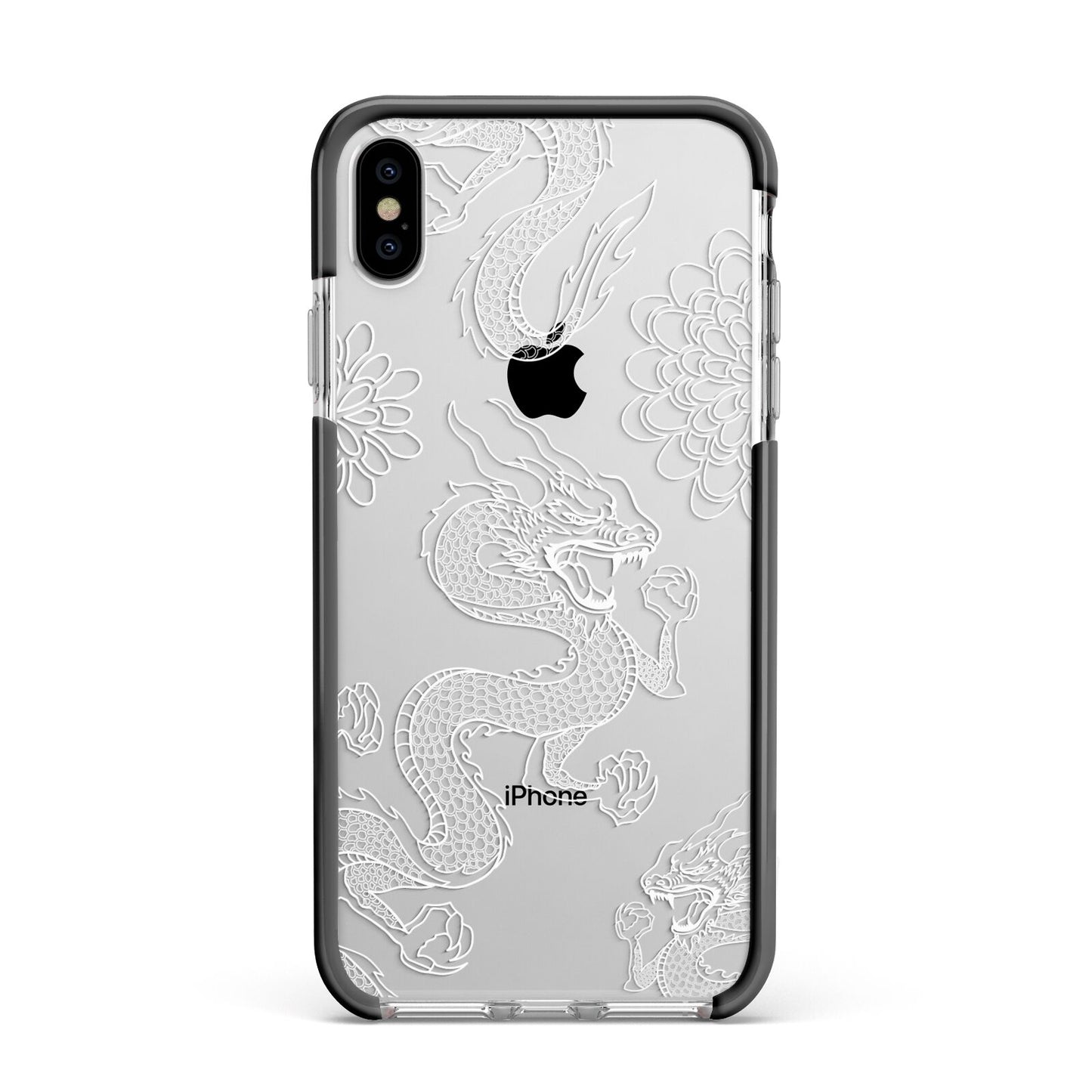 Dragons Apple iPhone Xs Max Impact Case Black Edge on Silver Phone