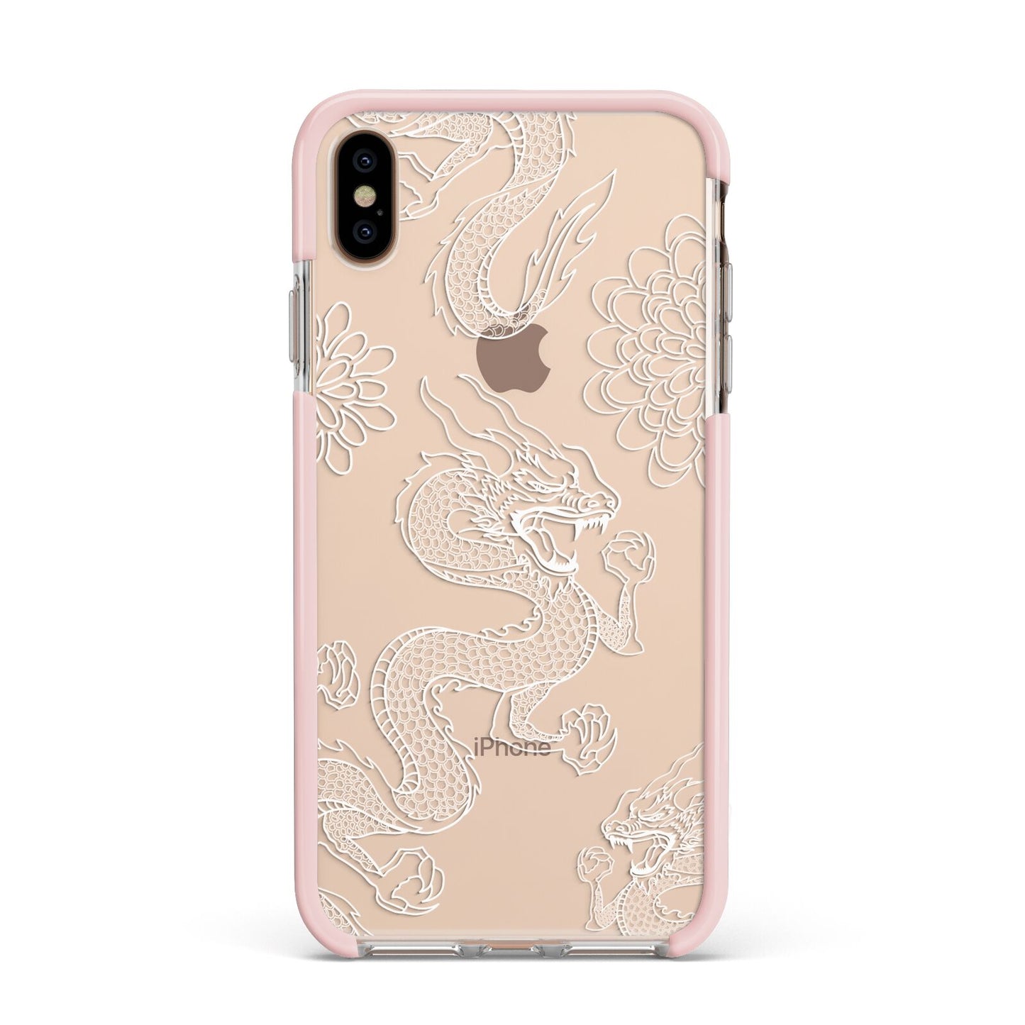 Dragons Apple iPhone Xs Max Impact Case Pink Edge on Gold Phone
