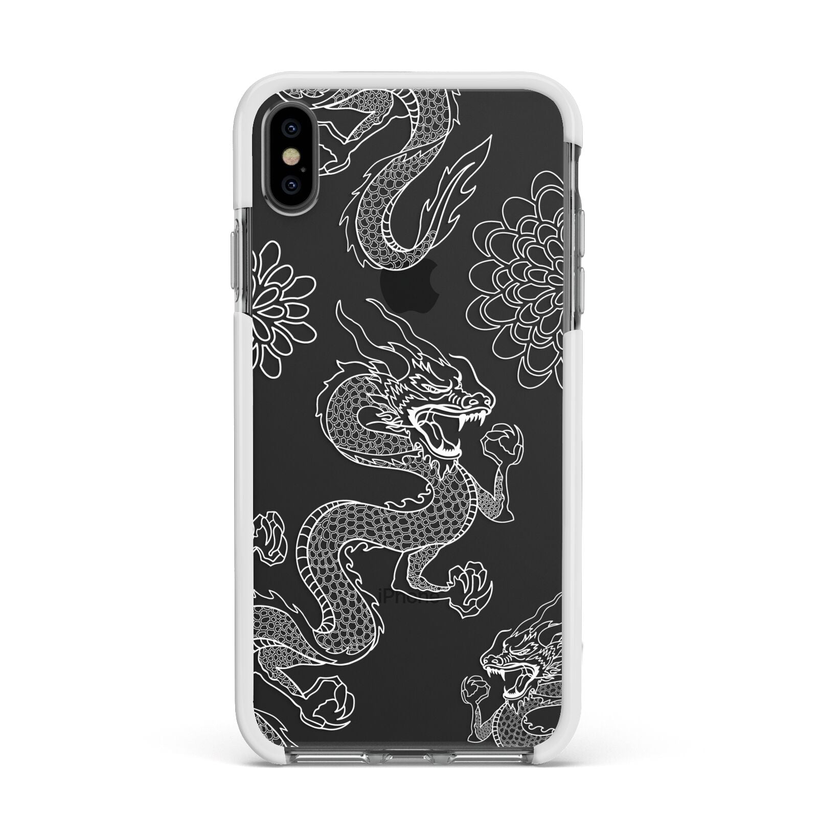Dragons Apple iPhone Xs Max Impact Case White Edge on Black Phone