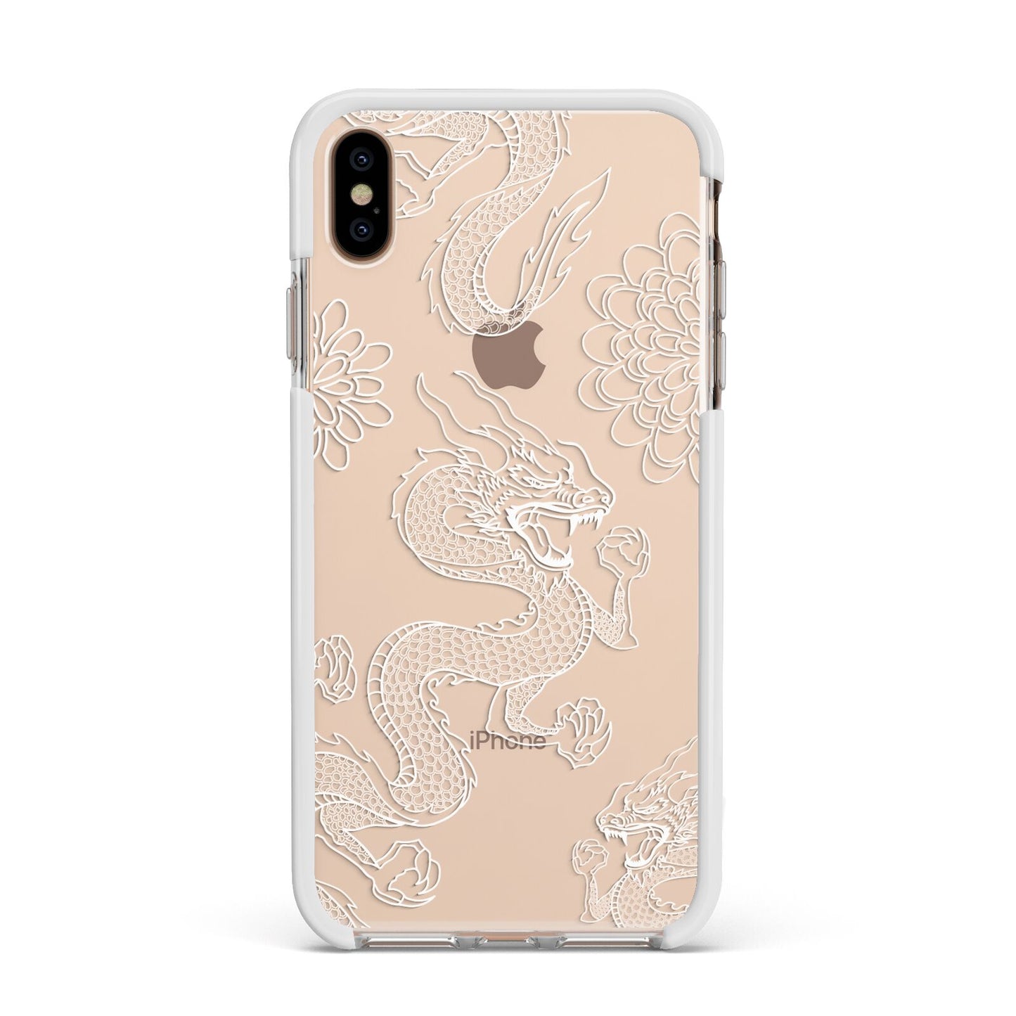 Dragons Apple iPhone Xs Max Impact Case White Edge on Gold Phone
