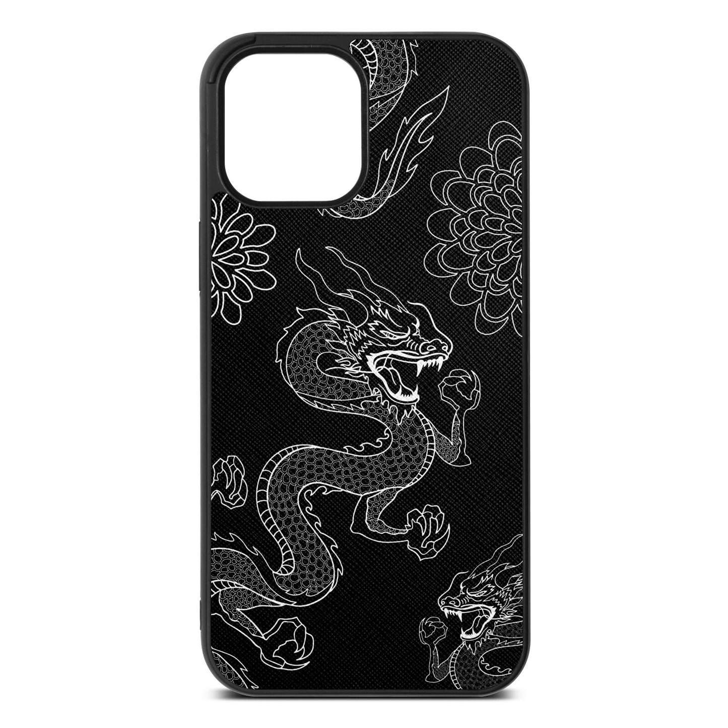 Dragons Black Saffiano Leather iPhone 12 Pro Max Case
