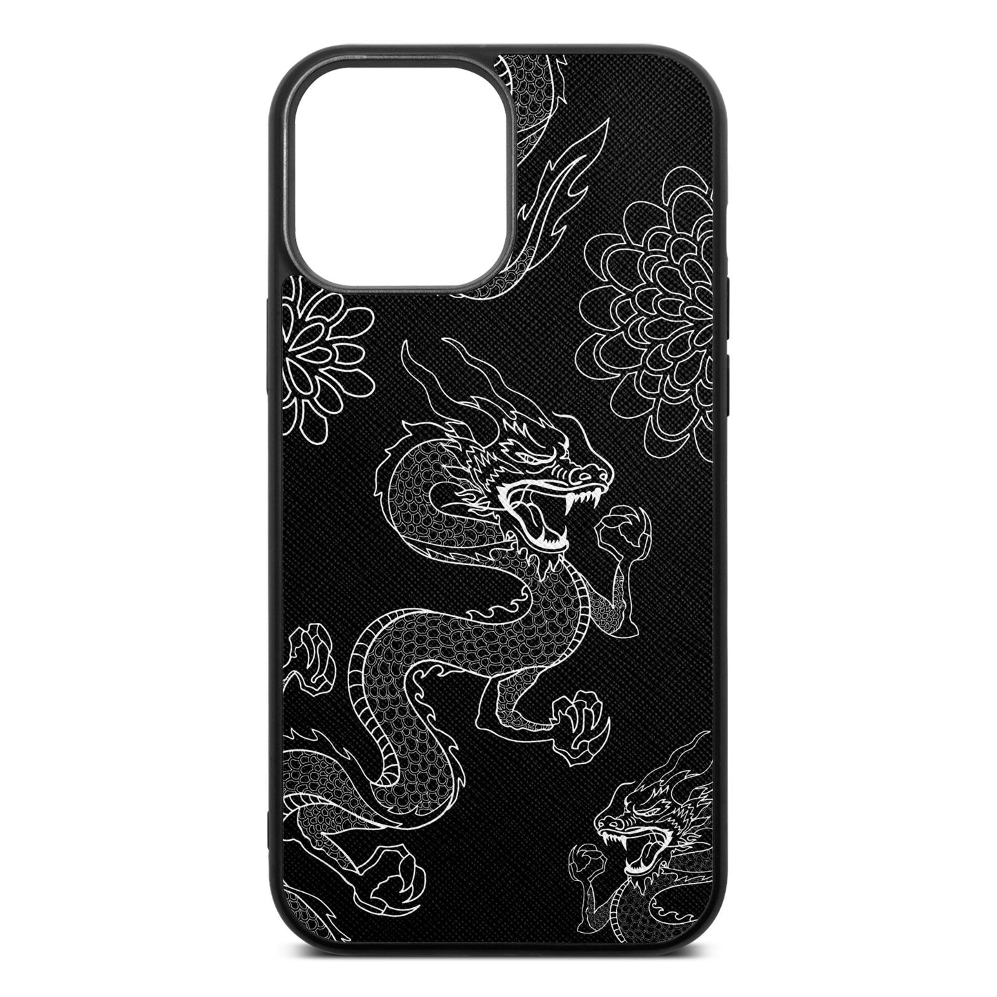 Dragons Black Saffiano Leather iPhone 13 Pro Max Case