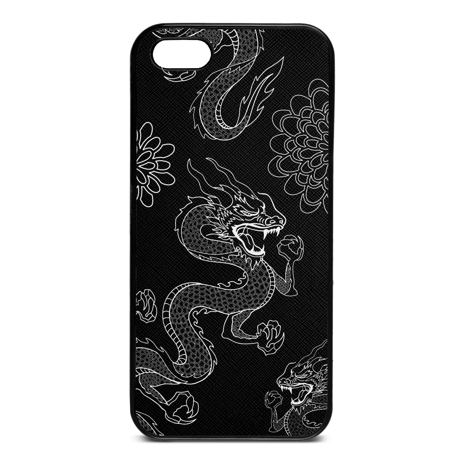 Dragons Black Saffiano Leather iPhone 5 Case