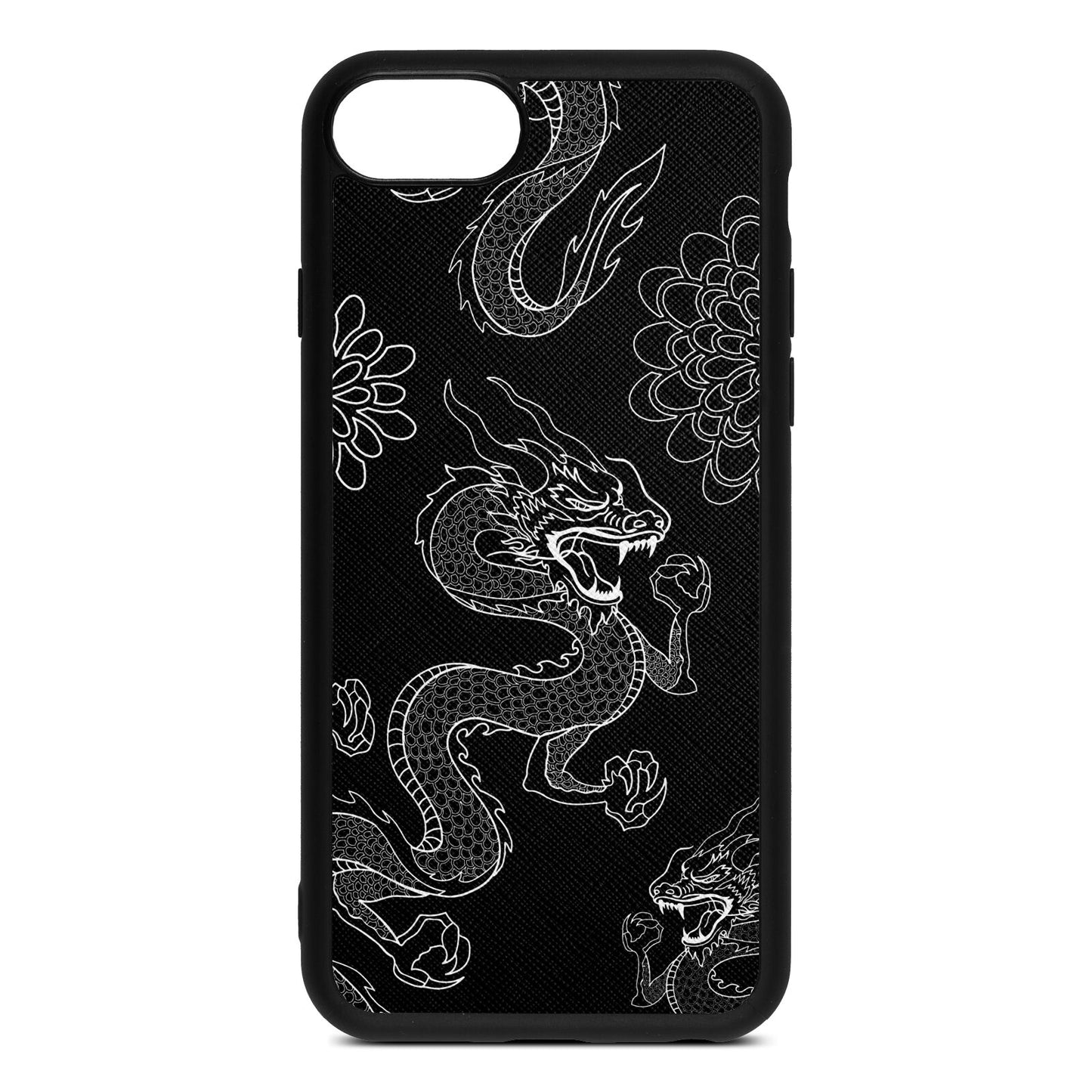 Dragons Black Saffiano Leather iPhone 8 Case