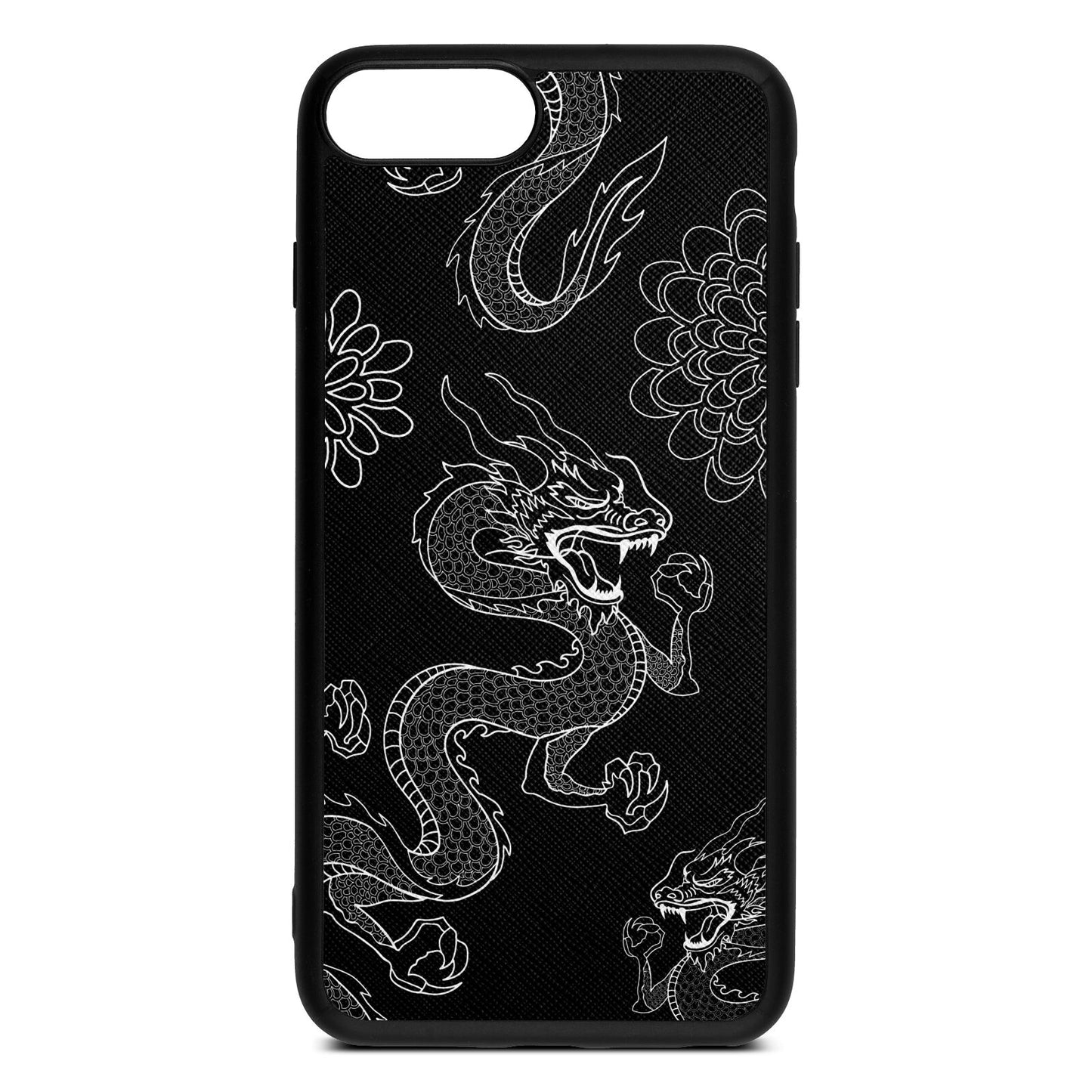 Dragons Black Saffiano Leather iPhone 8 Plus Case
