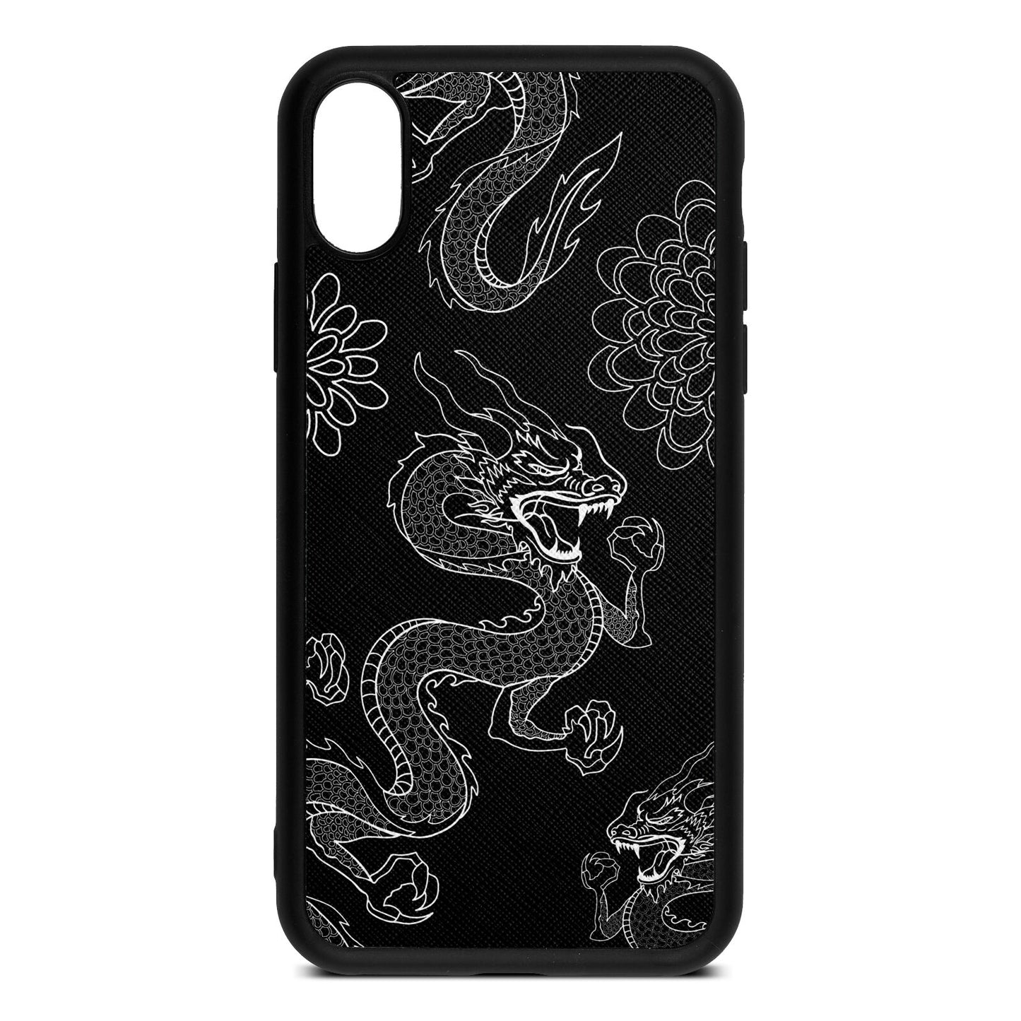 Dragons Black Saffiano Leather iPhone Xs Case