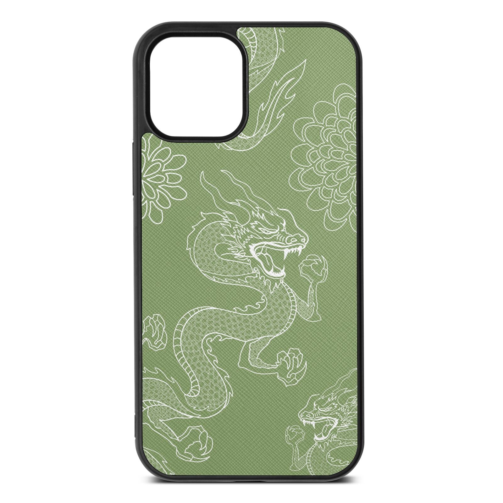 Dragons Lime Saffiano Leather iPhone 12 Case