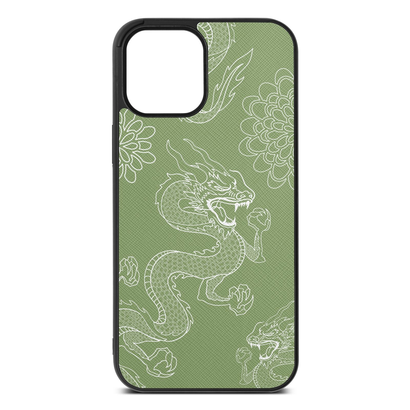 Dragons Lime Saffiano Leather iPhone 12 Pro Max Case