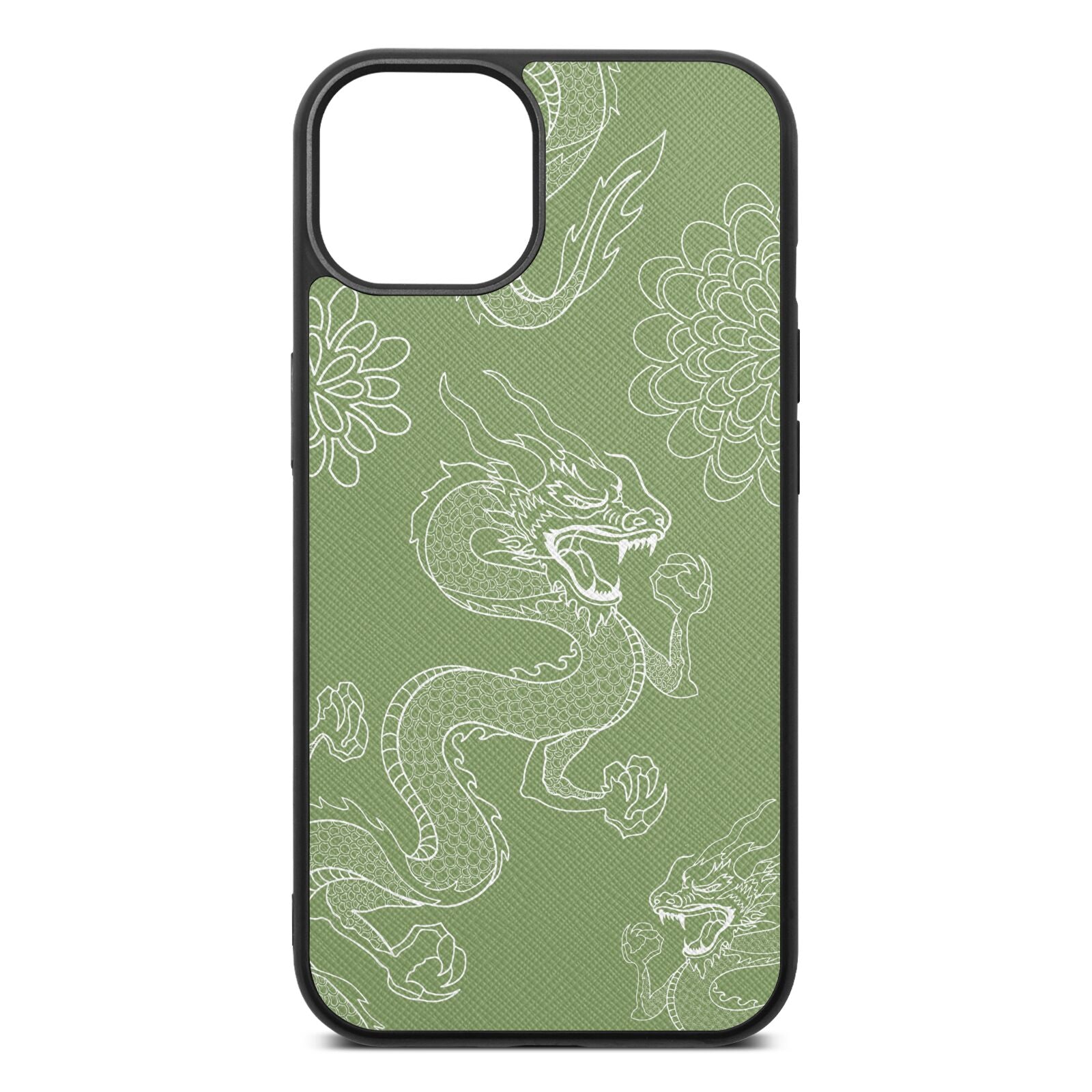 Dragons Lime Saffiano Leather iPhone 13 Case