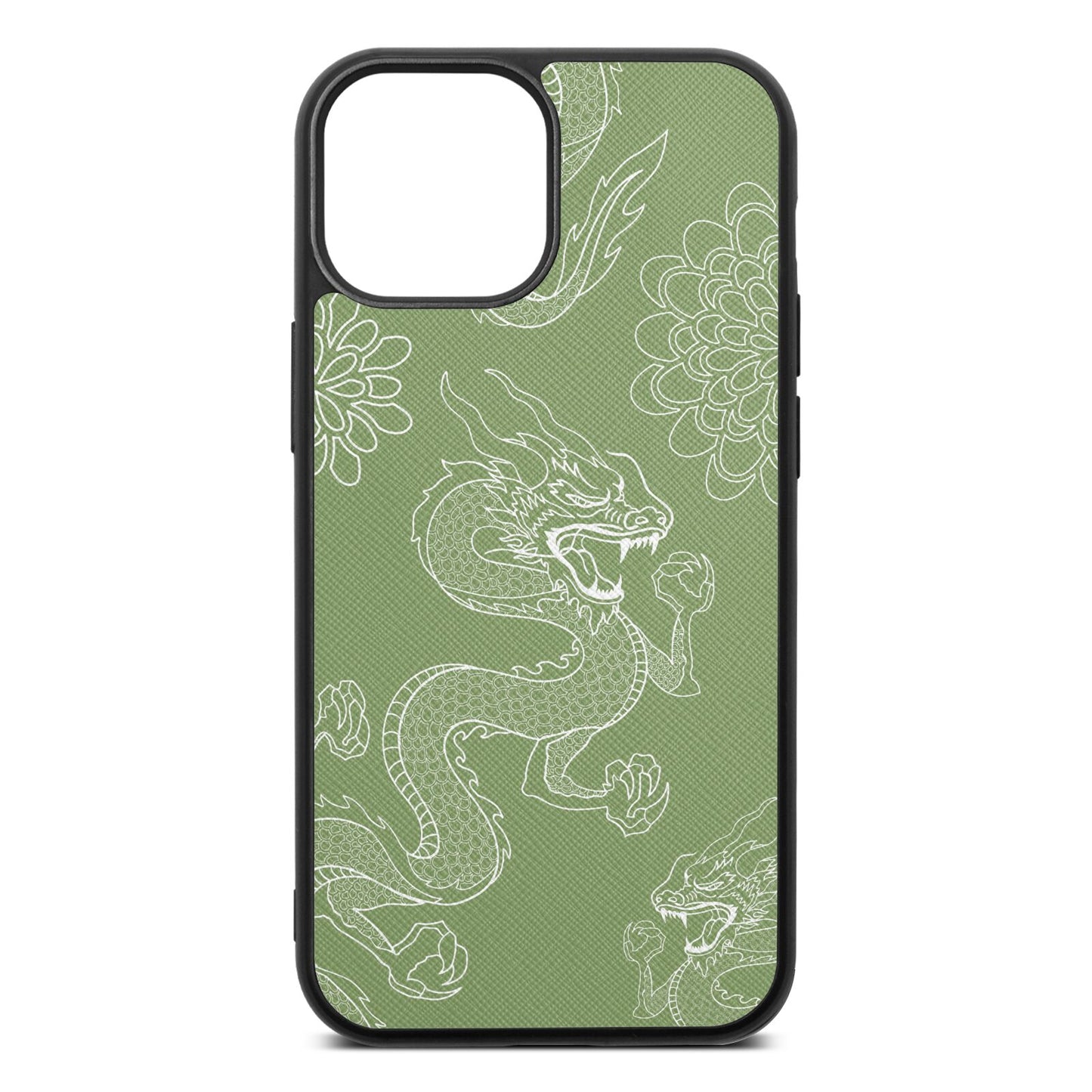 Dragons Lime Saffiano Leather iPhone 13 Mini Case