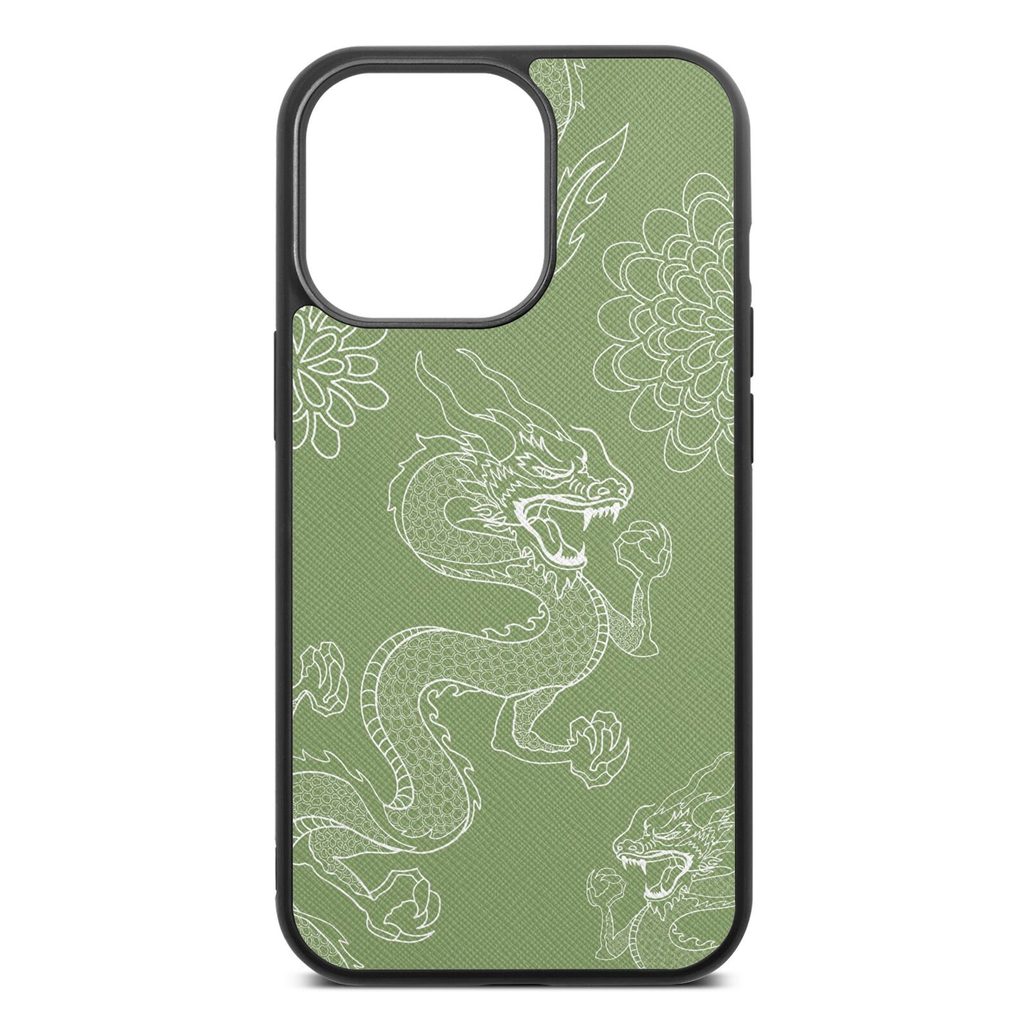 Dragons Lime Saffiano Leather iPhone 13 Pro Case