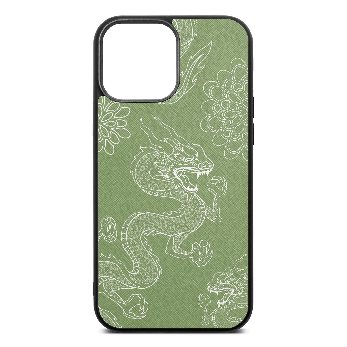 Dragons Lime Saffiano Leather iPhone 13 Pro Max Case