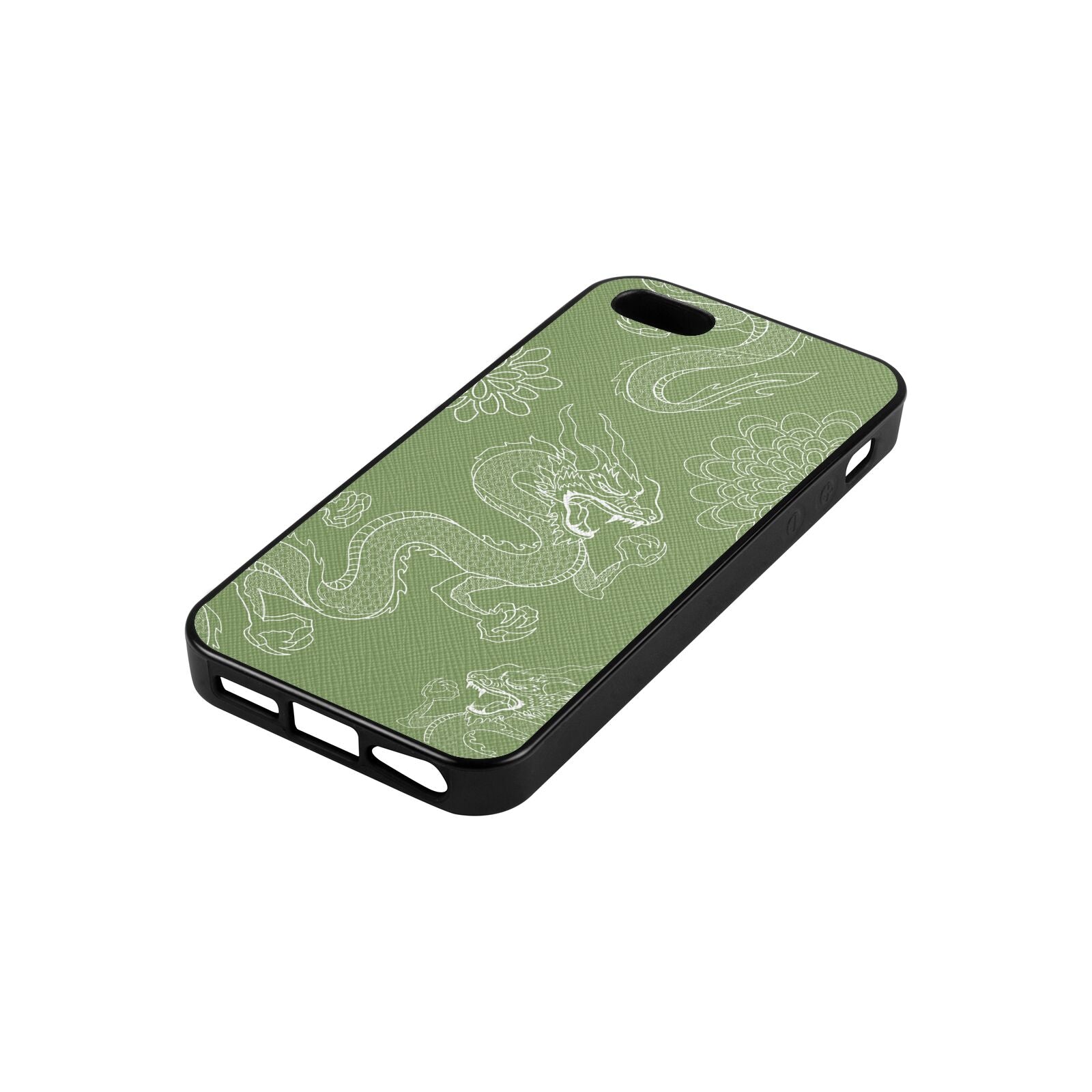 Dragons Lime Saffiano Leather iPhone 5 Case Side Angle