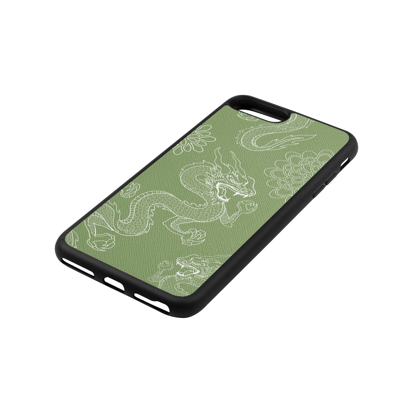 Dragons Lime Saffiano Leather iPhone 8 Plus Case Side Angle