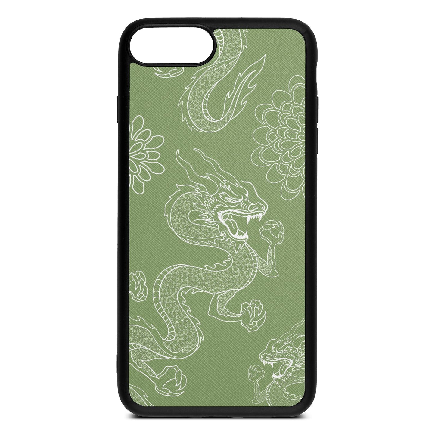 Dragons Lime Saffiano Leather iPhone 8 Plus Case
