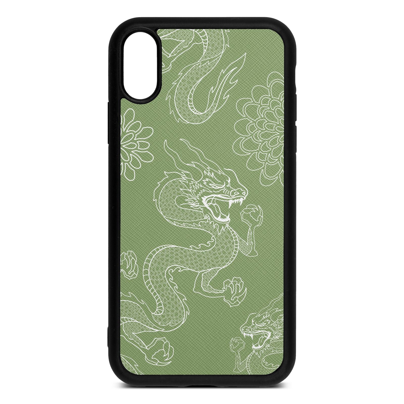 Dragons Lime Saffiano Leather iPhone Xr Case
