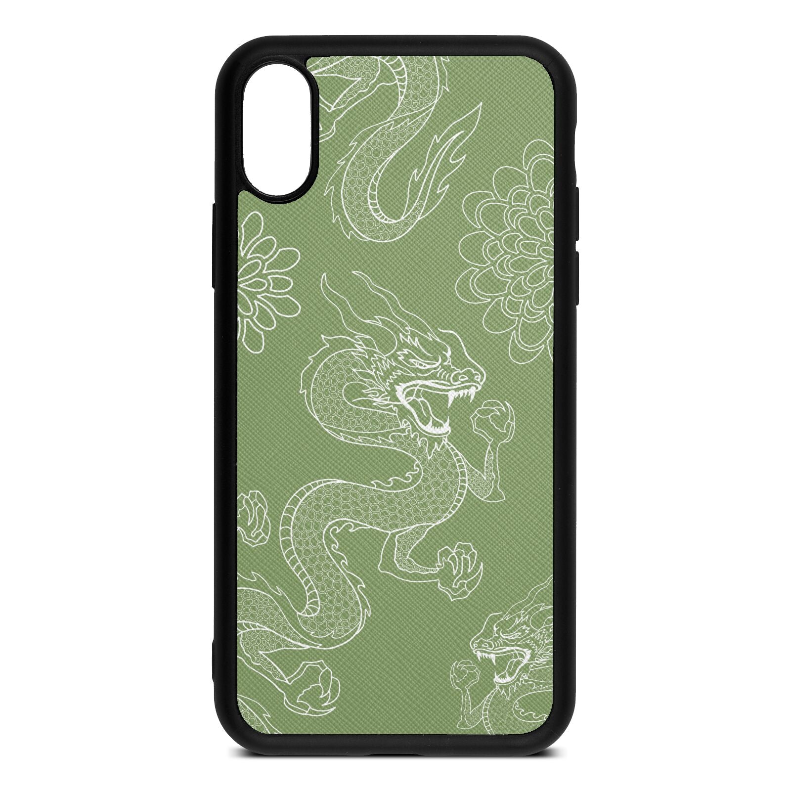 Dragons Lime Saffiano Leather iPhone Xs Case