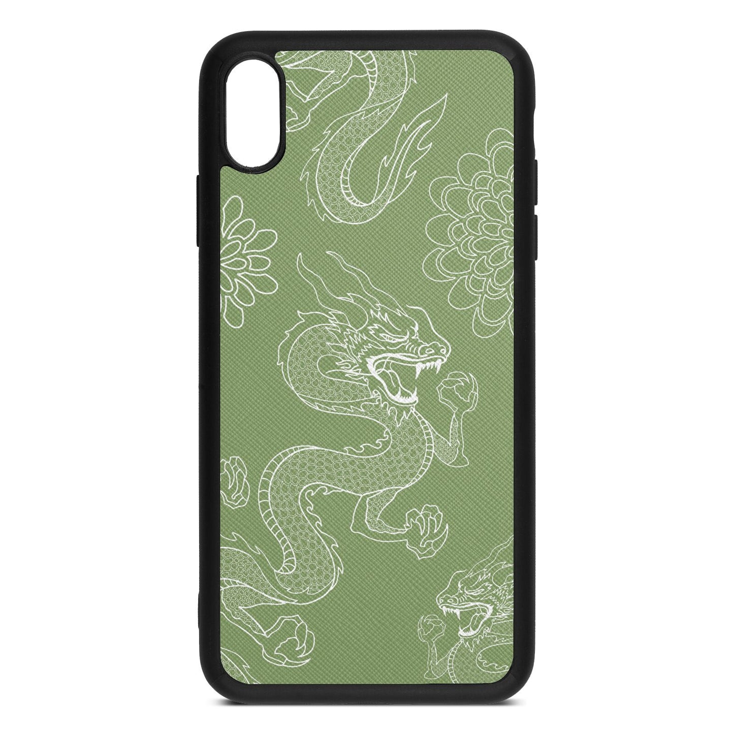 Dragons Lime Saffiano Leather iPhone Xs Max Case