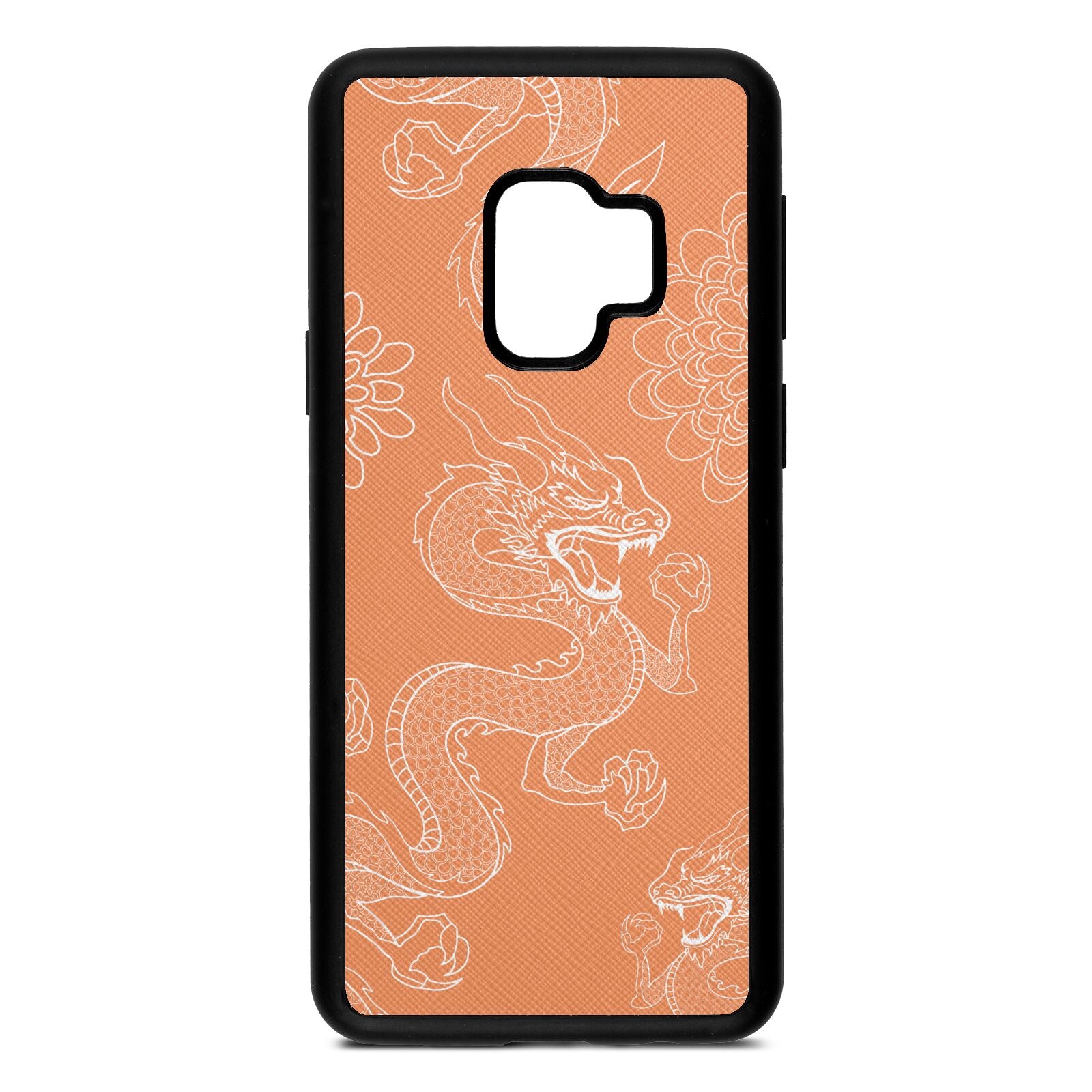 Dragons Orange Saffiano Leather Samsung S9 Case
