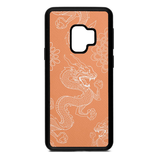 Dragons Orange Saffiano Leather Samsung S9 Case410749