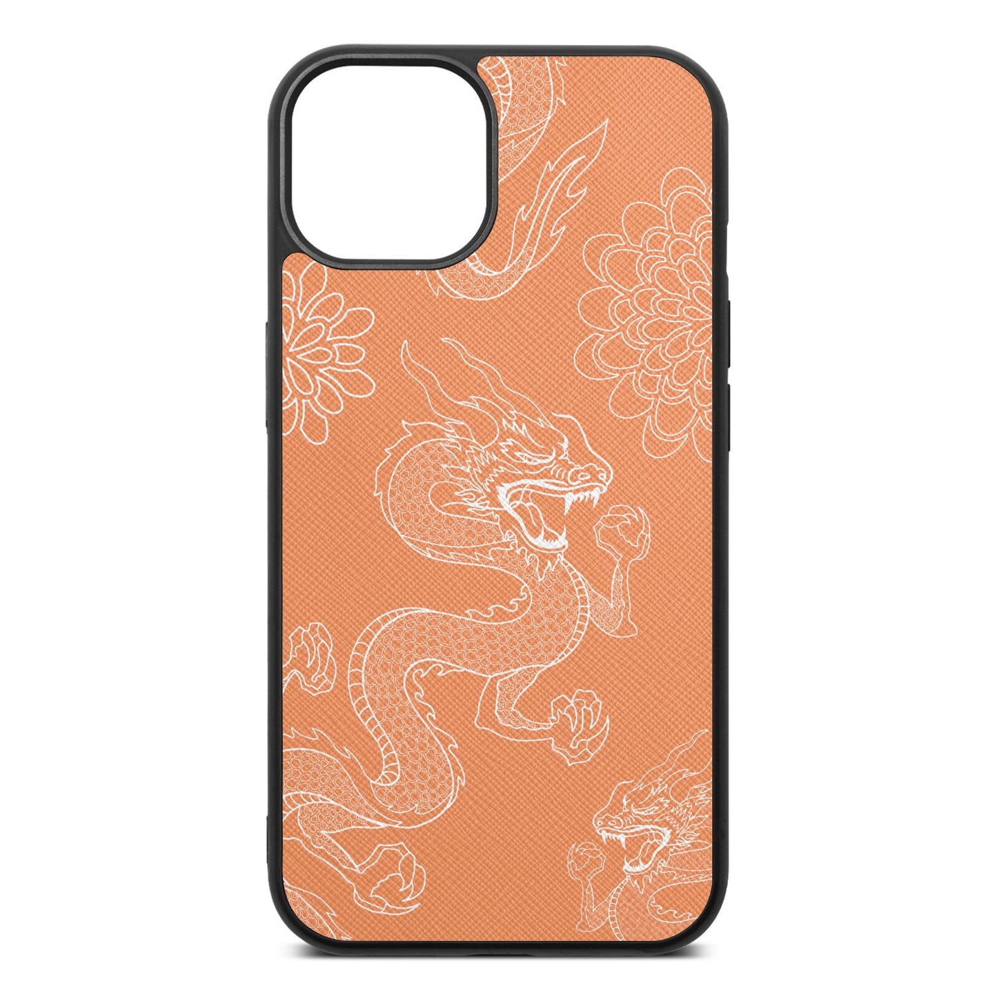 Dragons Orange Saffiano Leather iPhone 13 Case