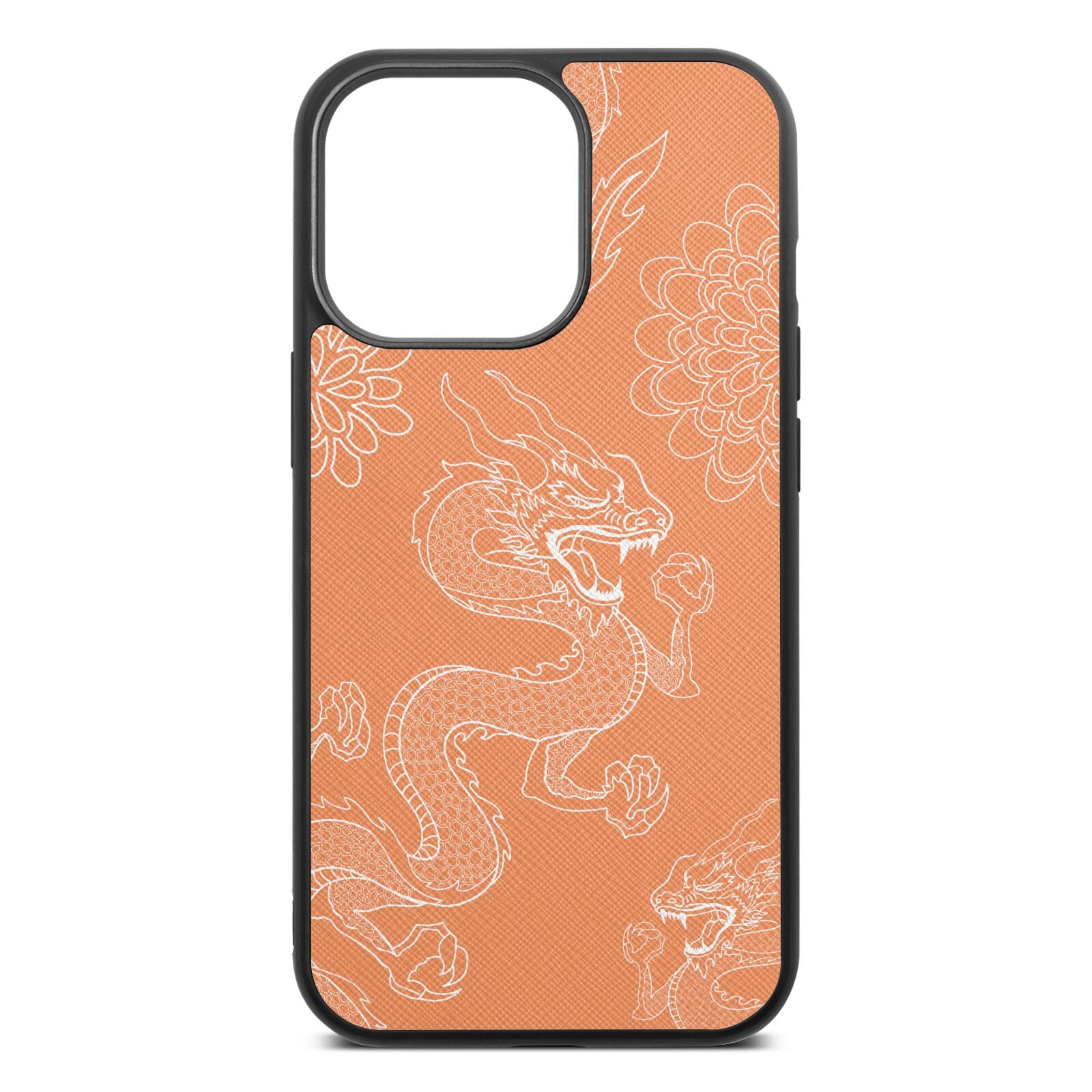 Dragons Orange Saffiano Leather iPhone 13 Pro Case