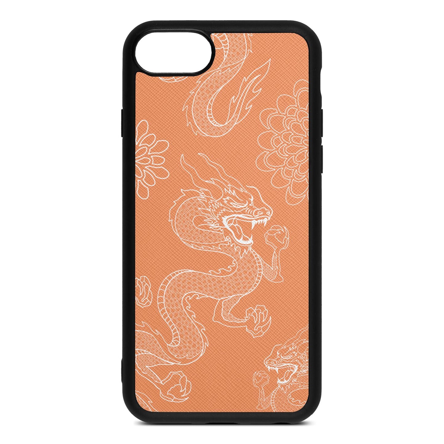 Dragons Orange Saffiano Leather iPhone 8 Case