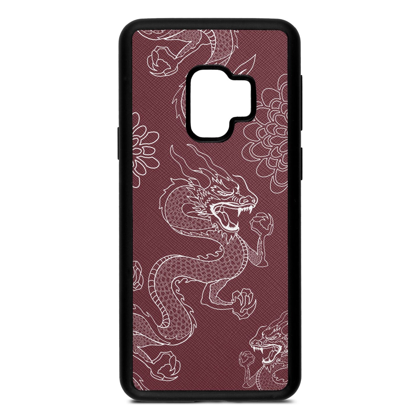 Dragons Rose Brown Saffiano Leather Samsung S9 Case