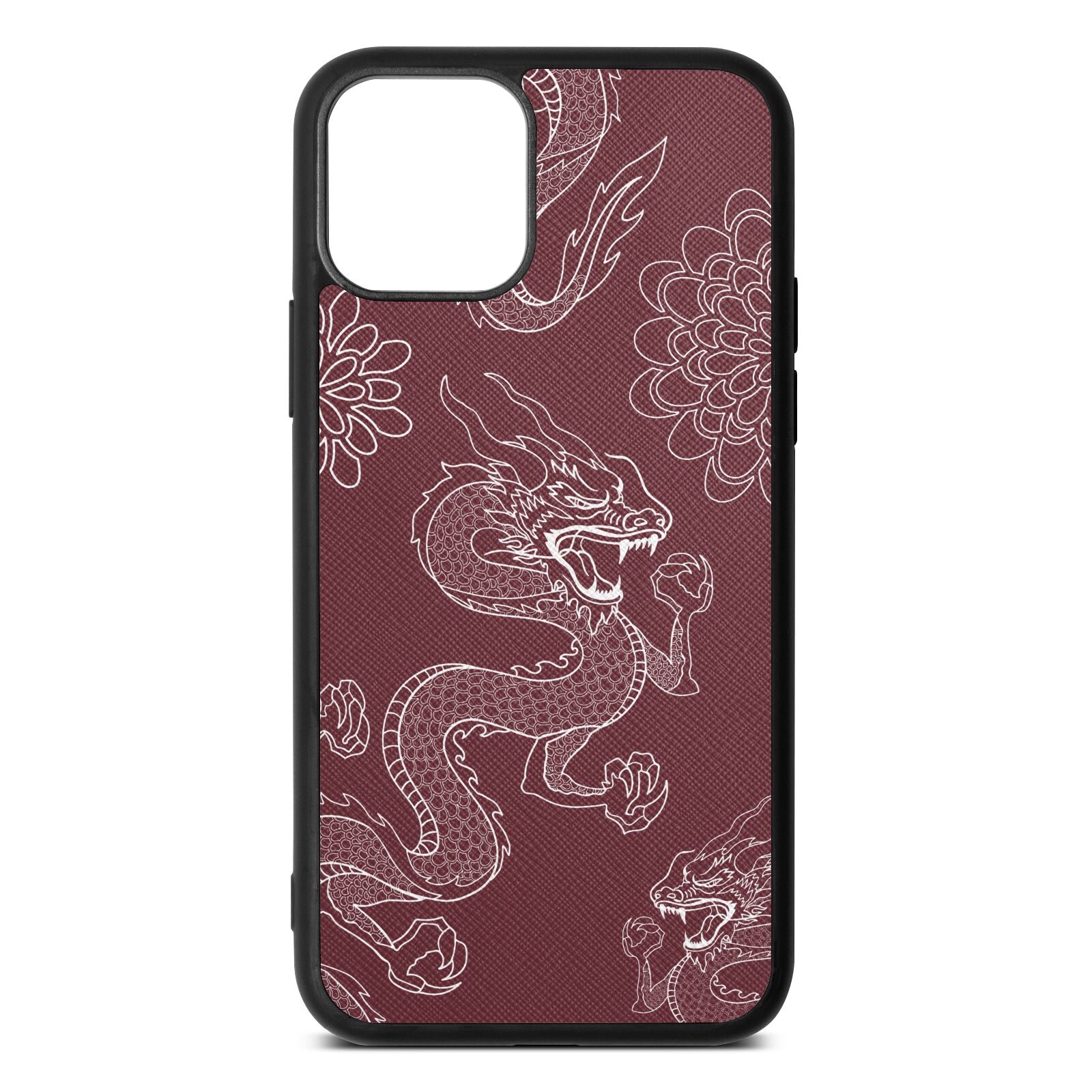 Dragons Rose Brown Saffiano Leather iPhone 11 Case