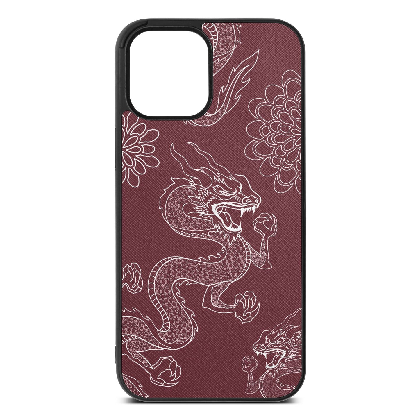 Dragons Rose Brown Saffiano Leather iPhone 12 Pro Max Case