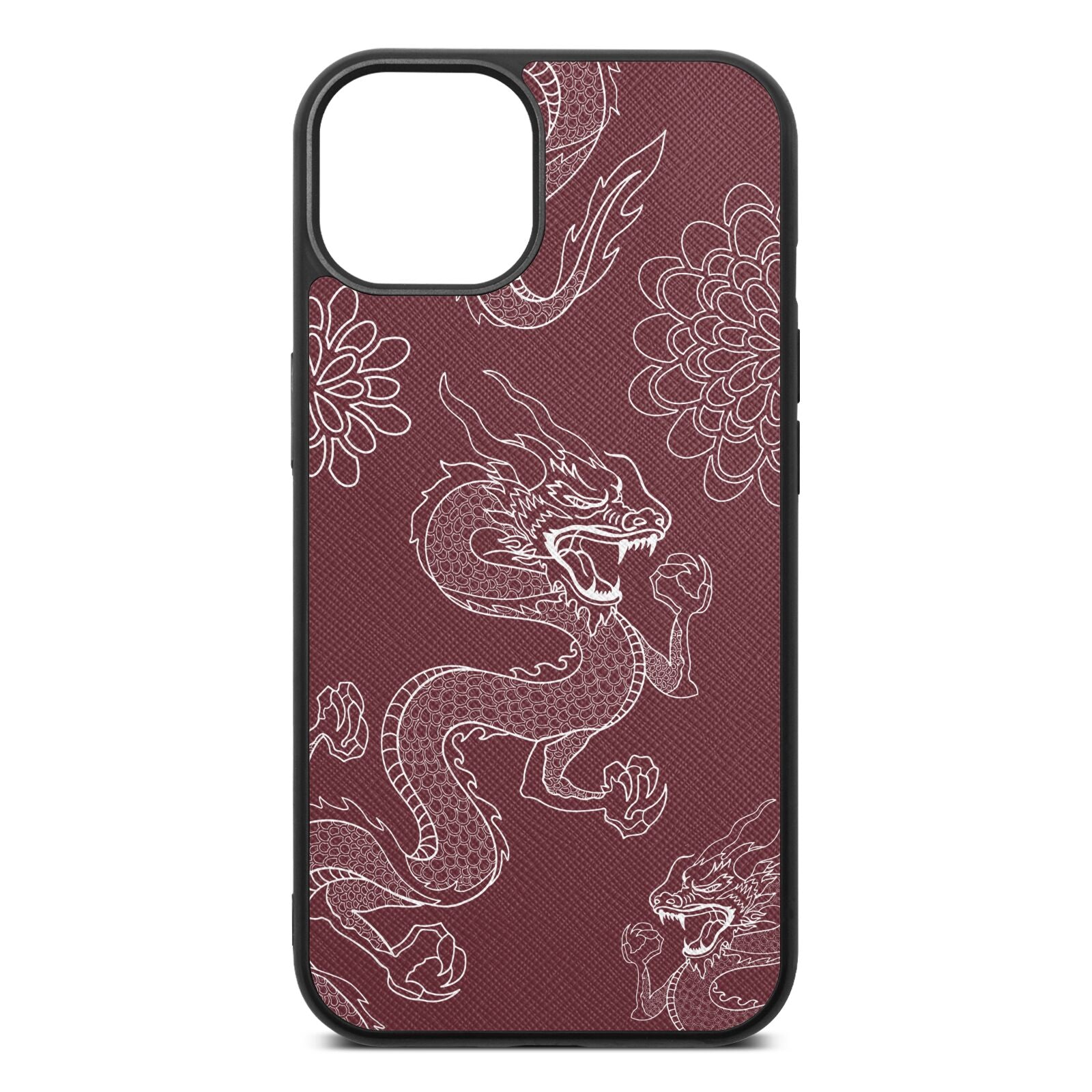Dragons Rose Brown Saffiano Leather iPhone 13 Case