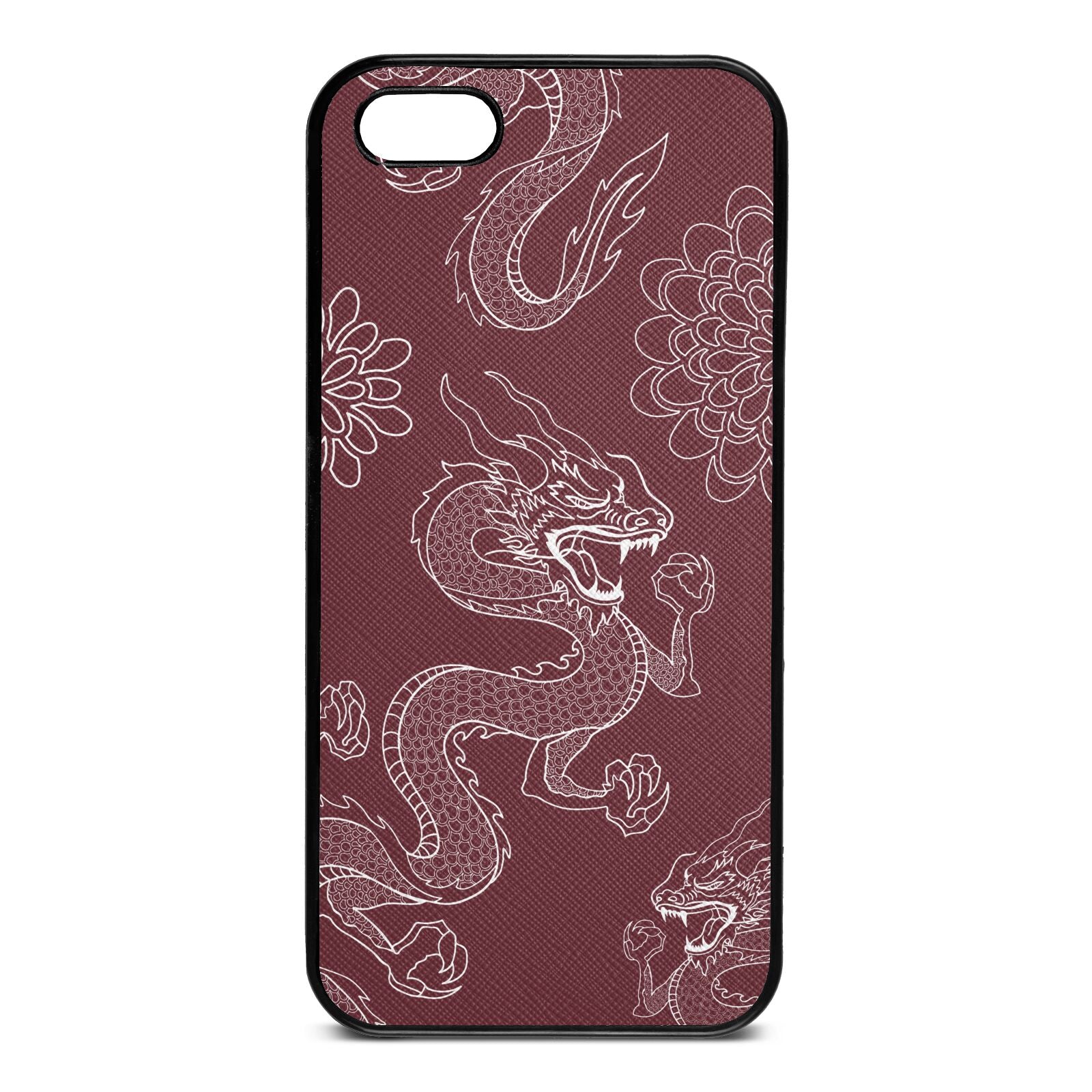 Dragons Rose Brown Saffiano Leather iPhone 5 Case