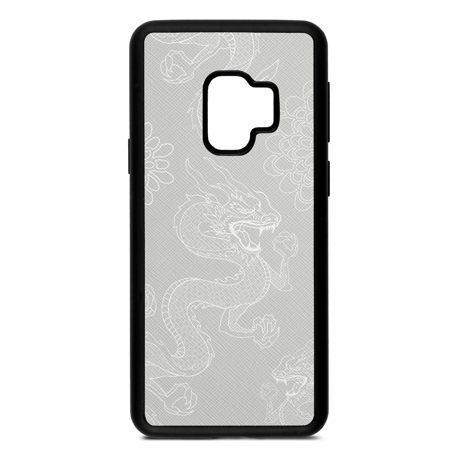 Dragons Silver Saffiano Leather Samsung S9 Case