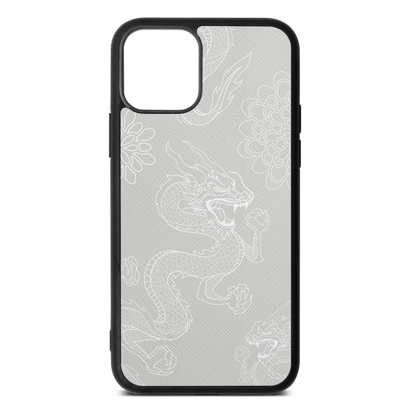 Dragons Silver Saffiano Leather iPhone 11 Case